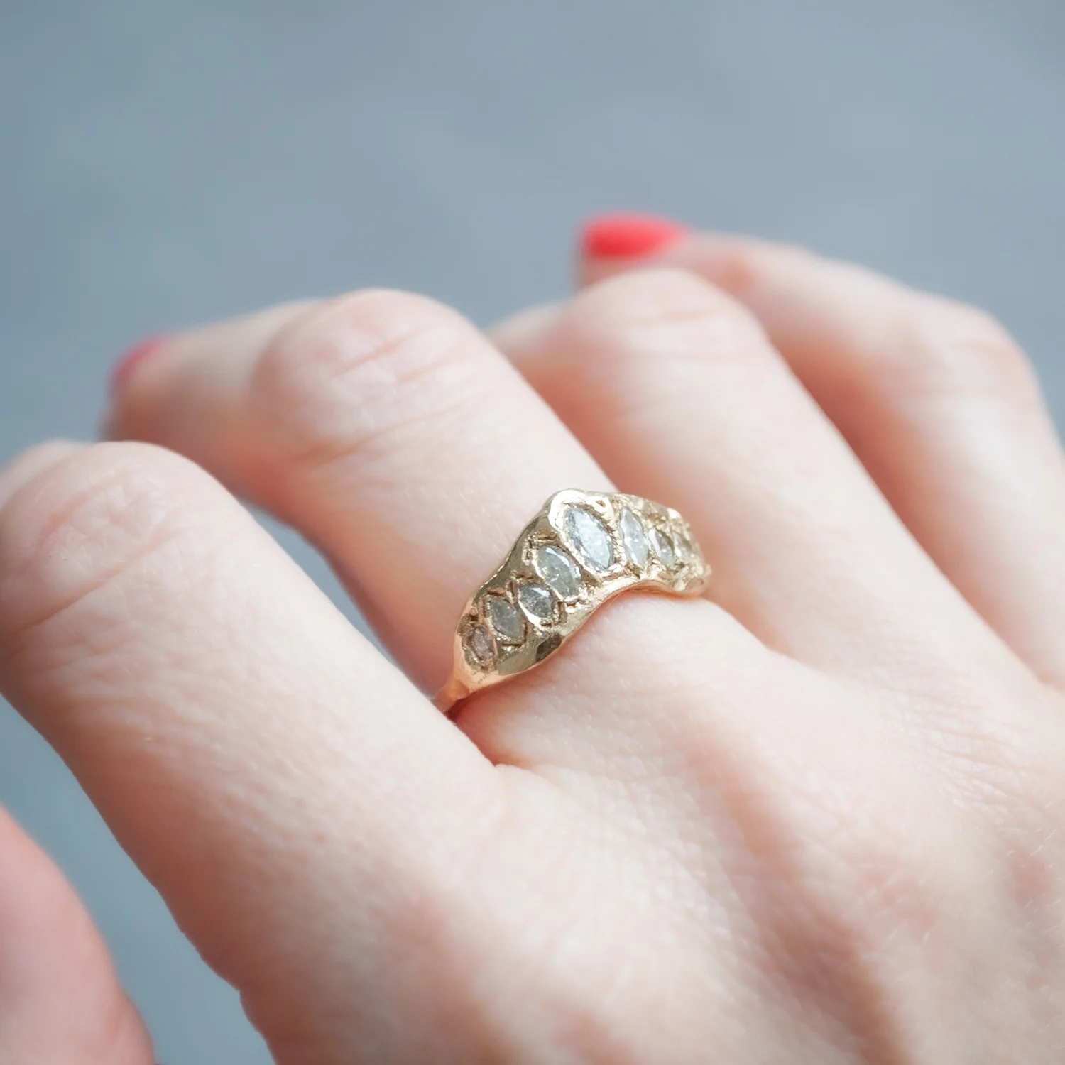 LX Marquise Diamond V Shape Scatter Ring - Image 2