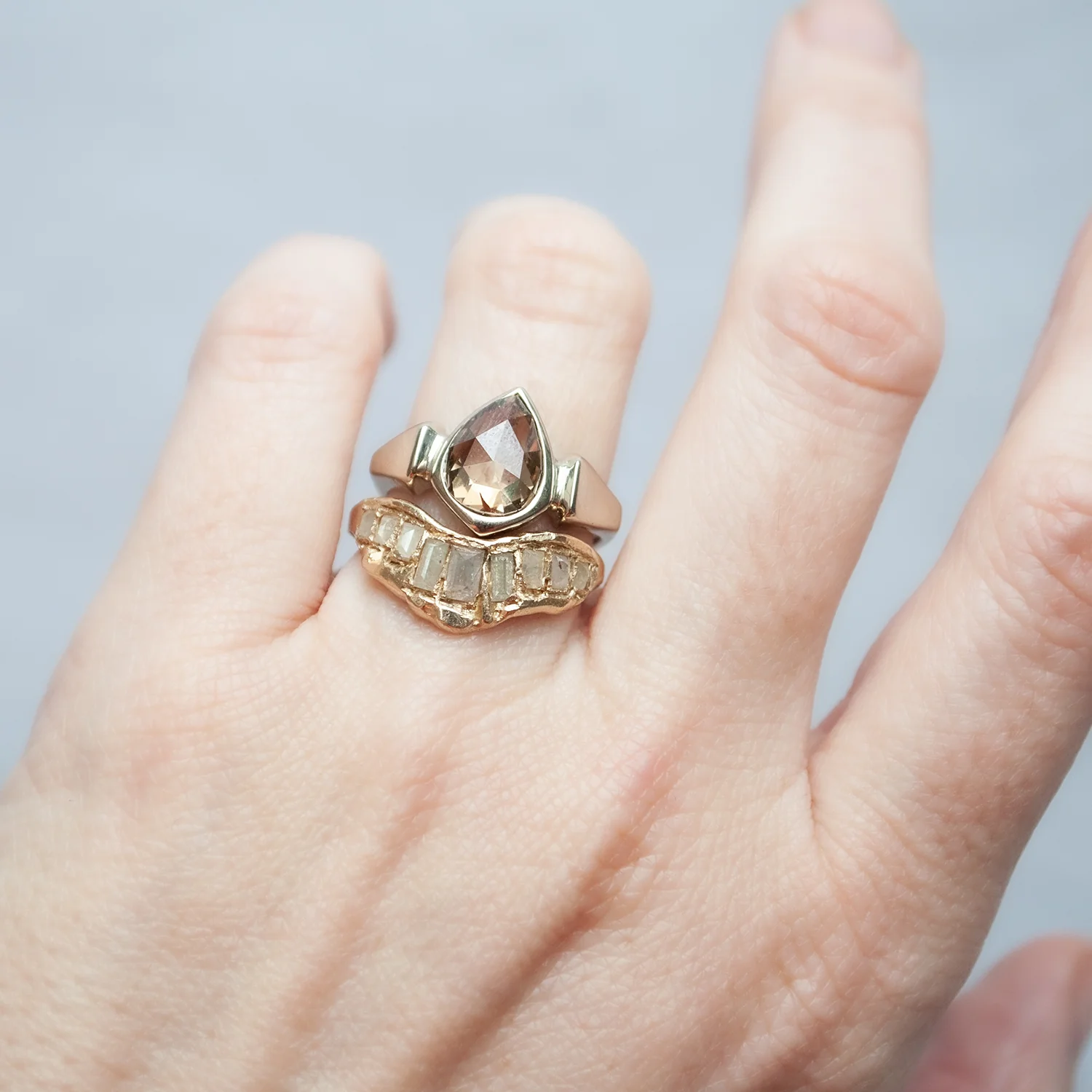 LXI Gray Diamond V Shape Scatter Ring - Image 8