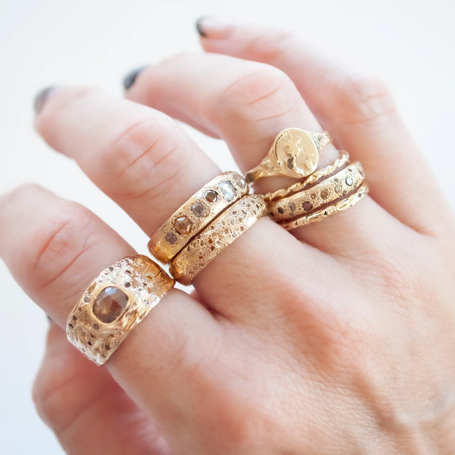 LXIVV Cognac Diamond Half Eternity Band - Image 5