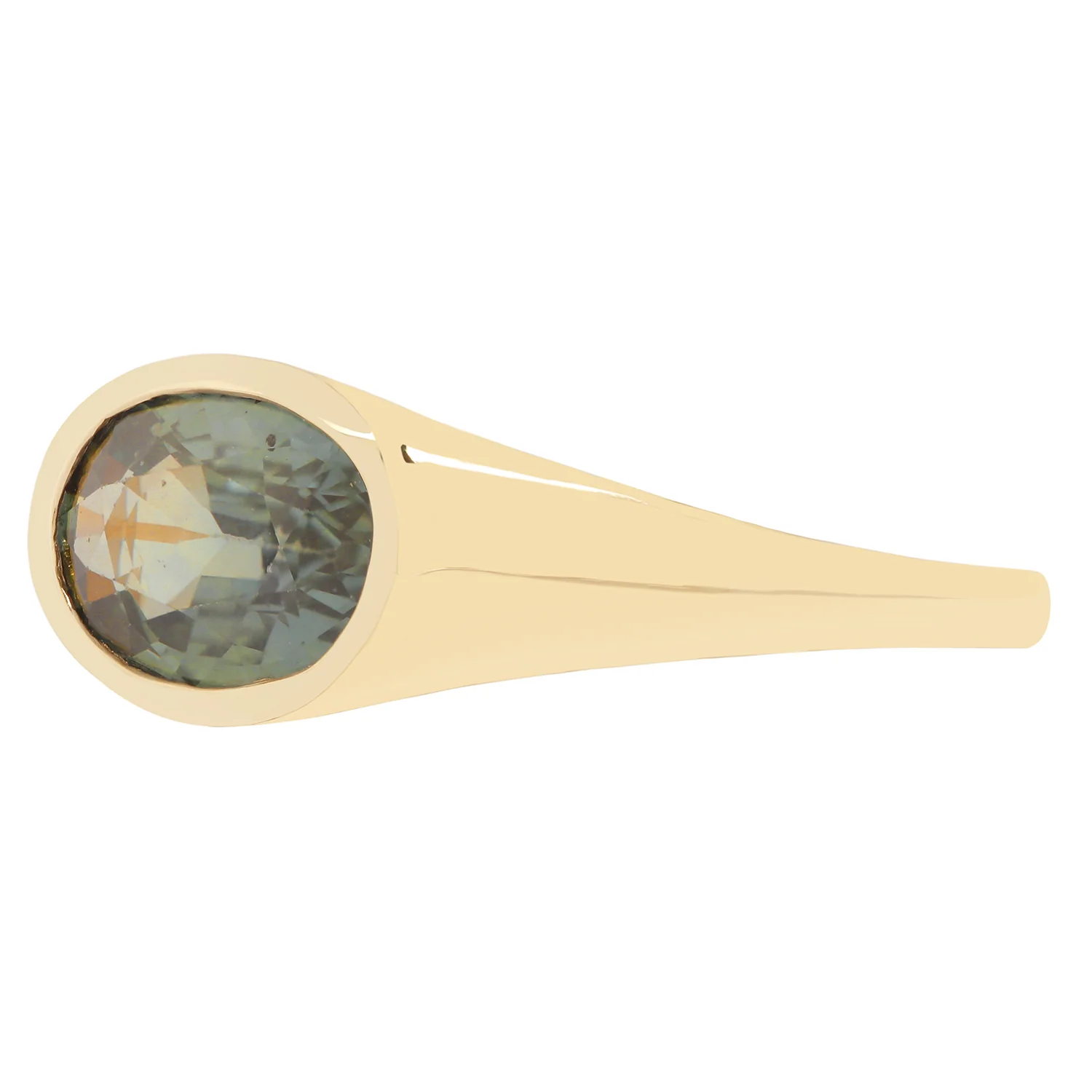 Marine Teal Sapphire Signet Ring - Image 3