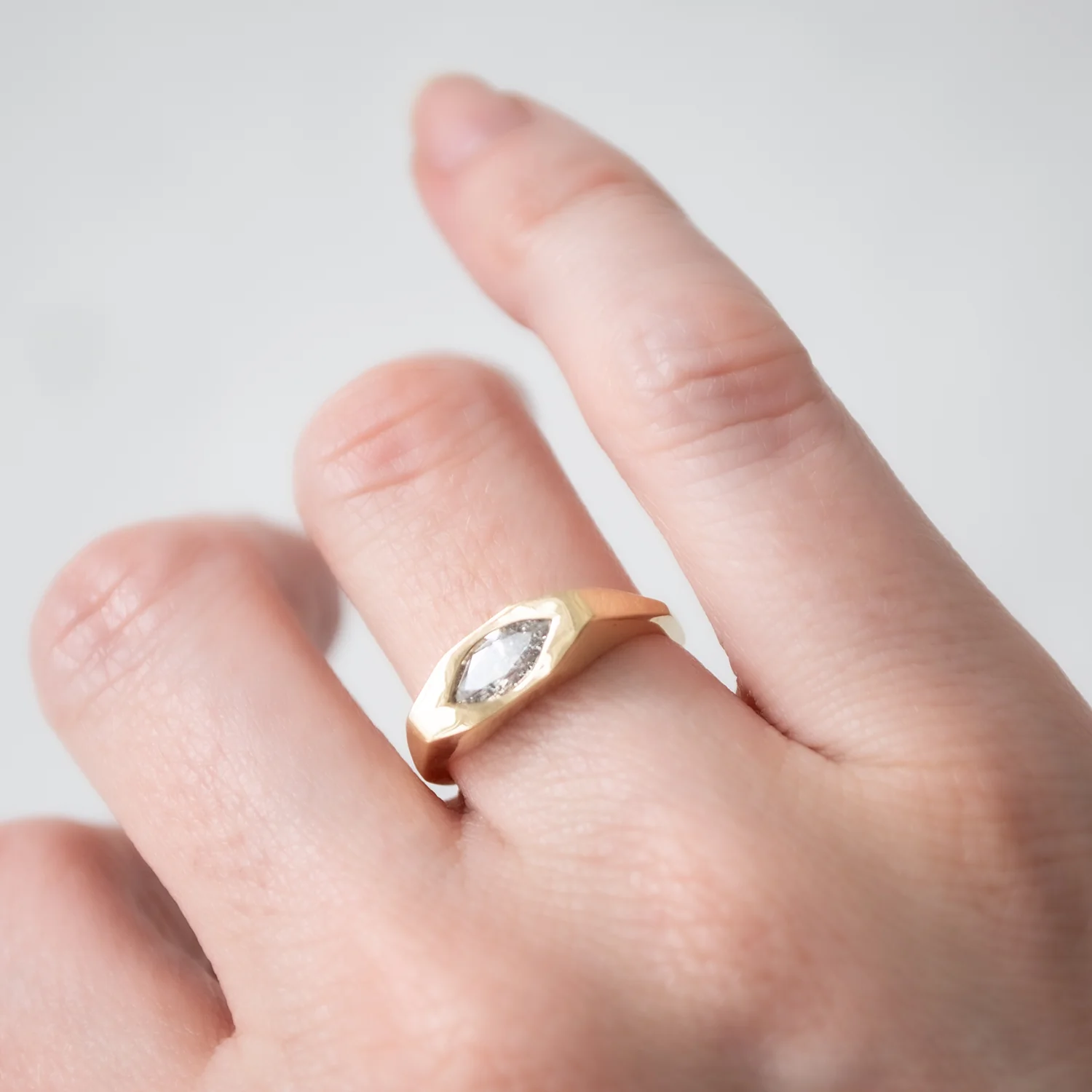 Misty Eye Marquise Signet Ring - Image 2