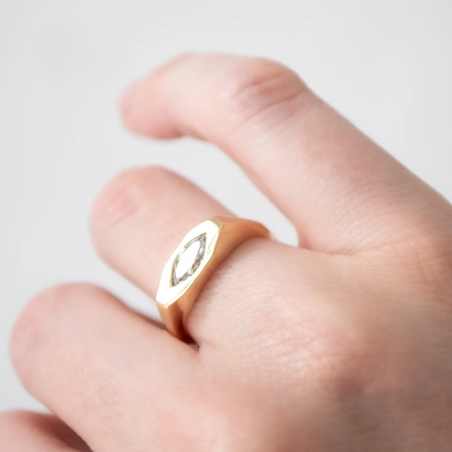 Misty Eye Marquise Signet Ring - Image 6