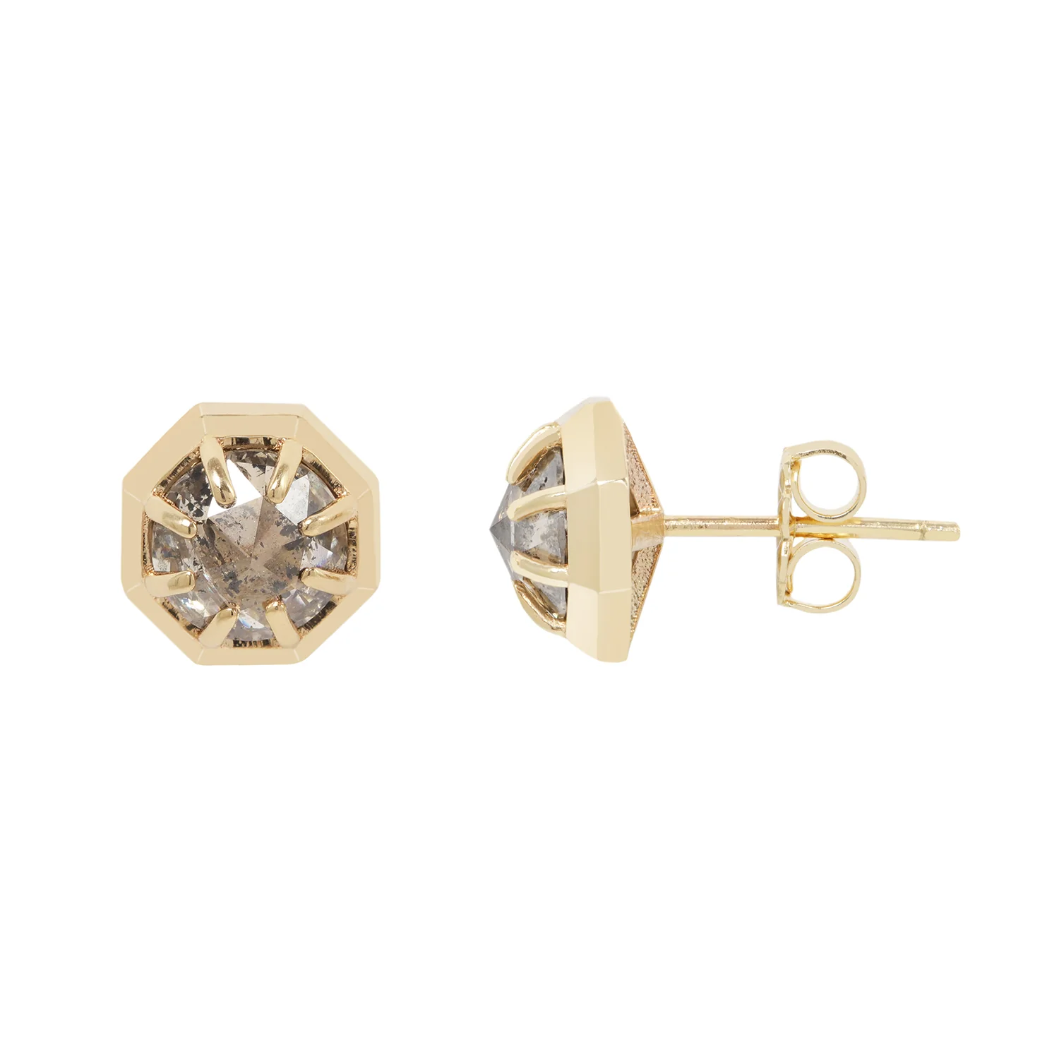 Misty Gray Diamond Octagon Studs - Image 3