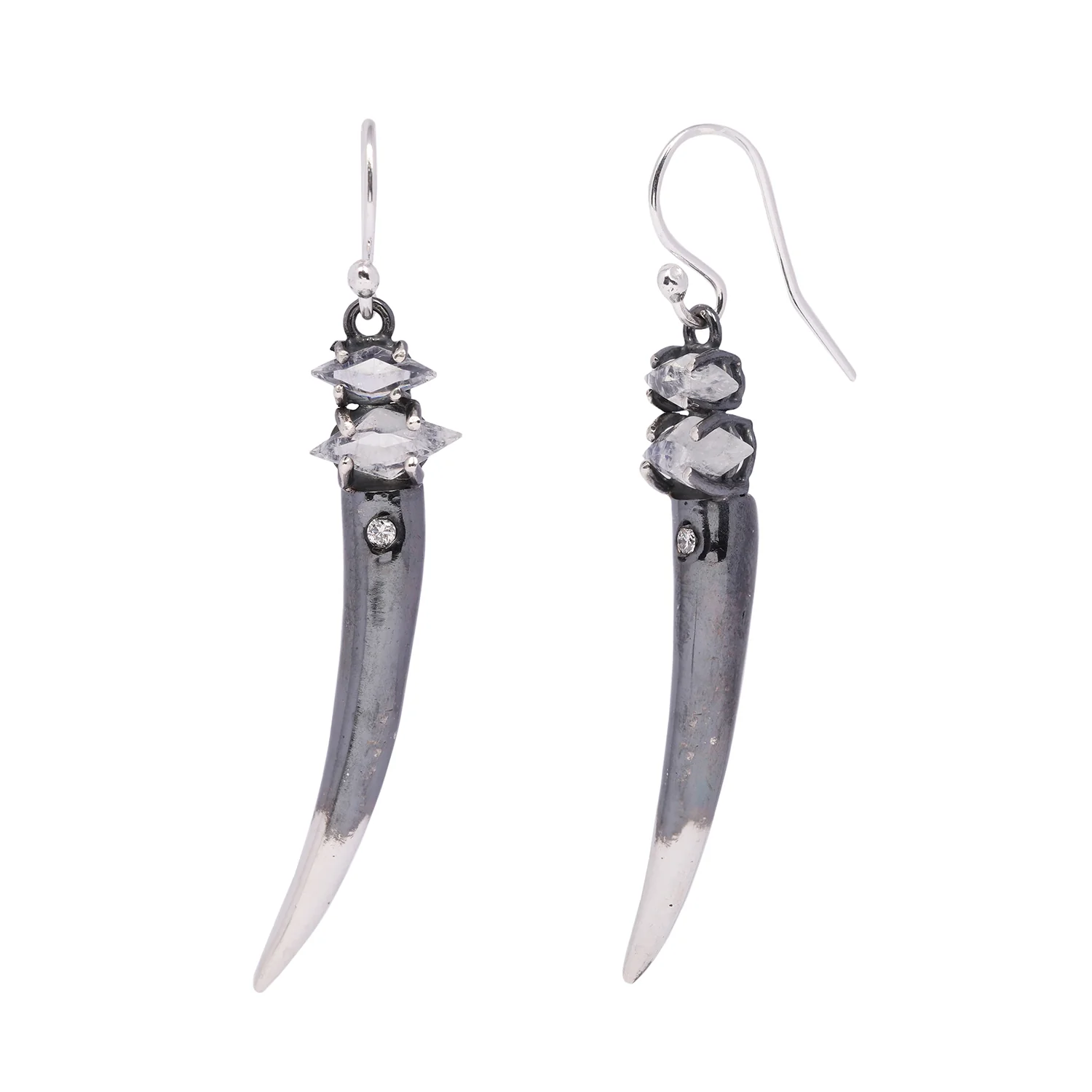 Moonstone & Diamond Torch Earrings - Image 3