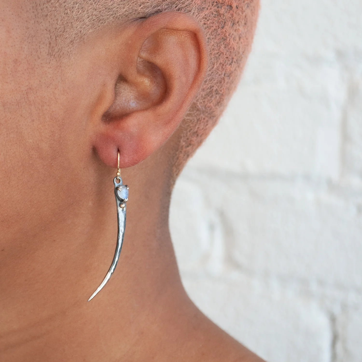 Moonstone Feather Earrings - Image 3