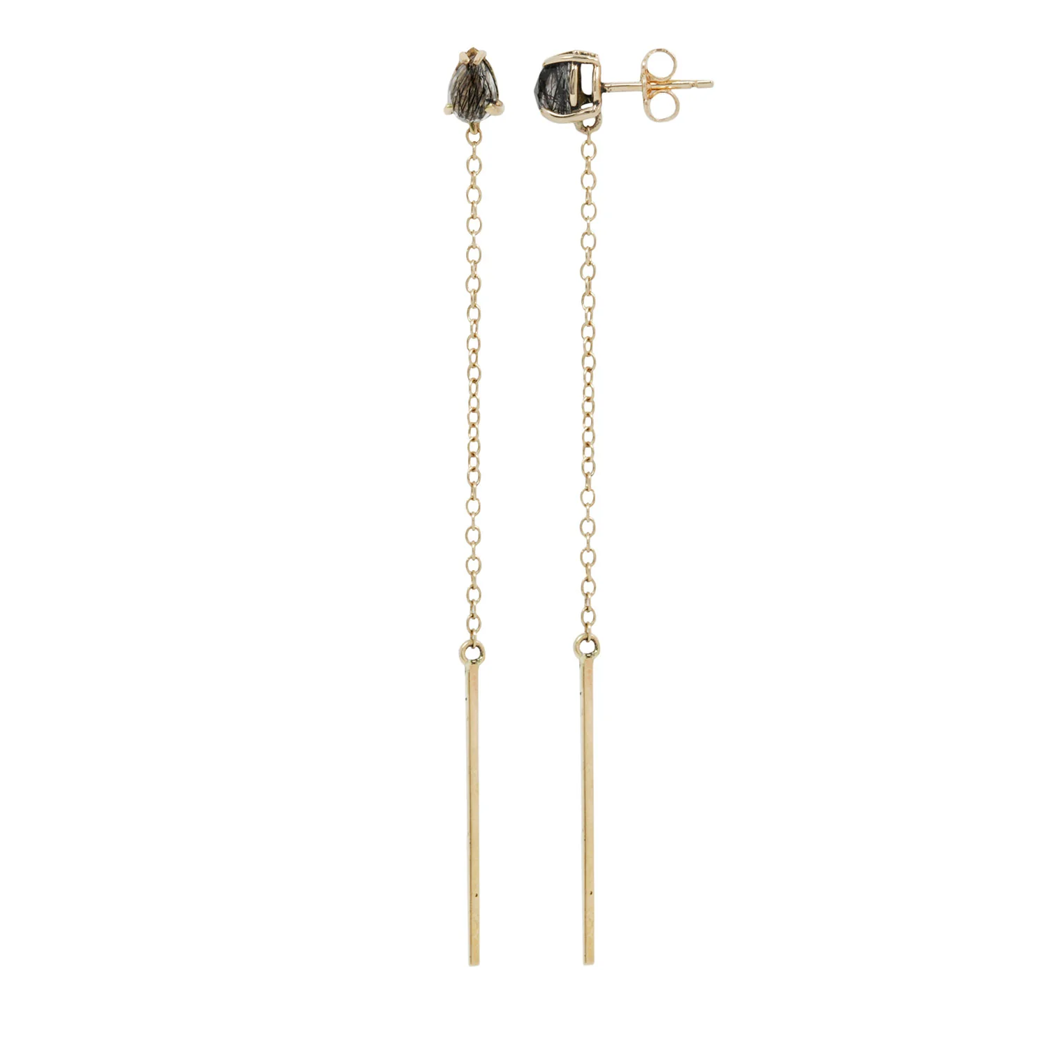 Gold Quartz Bar and Streamline Earrings - Image 3