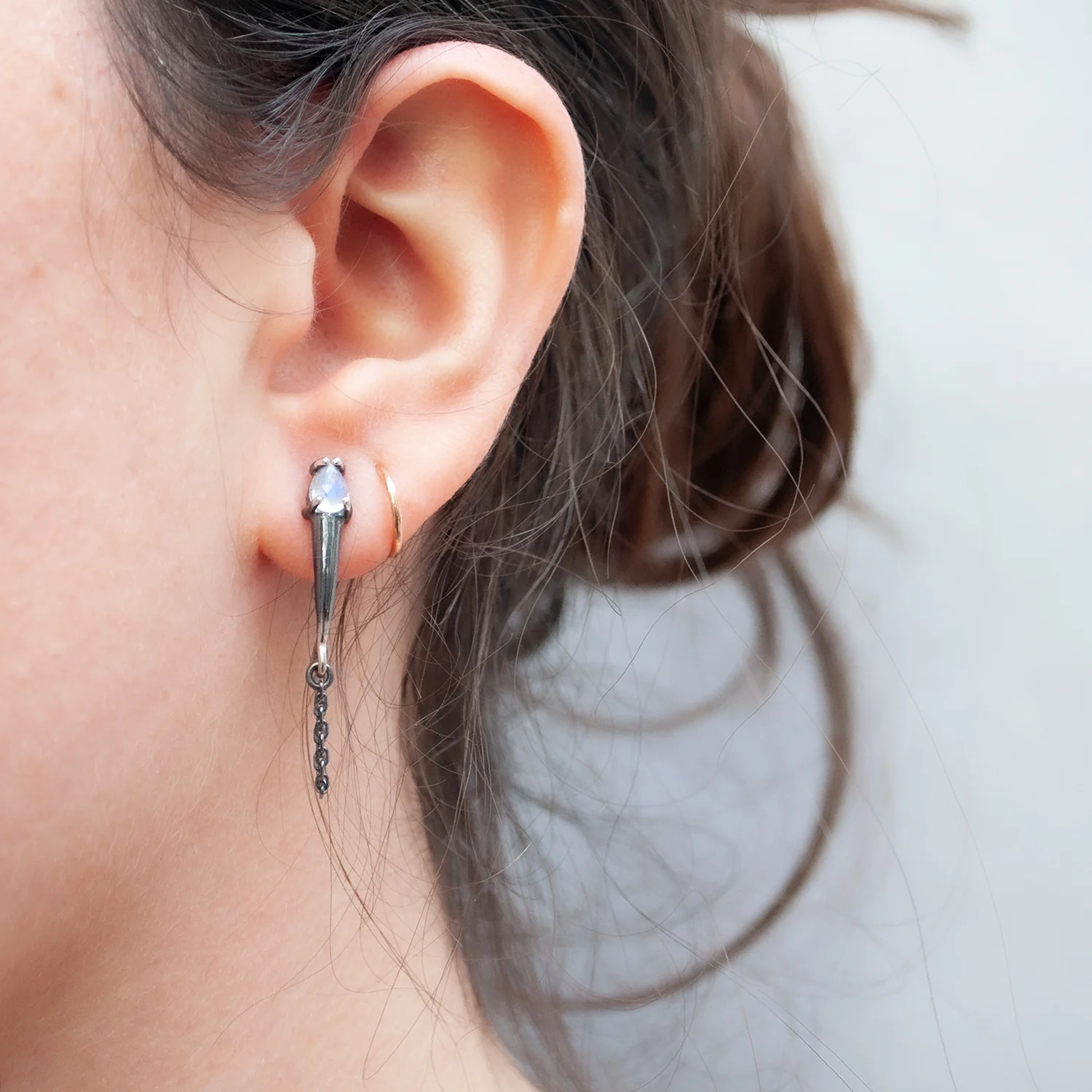 Silver Moonstone Torch Studs - Image 2