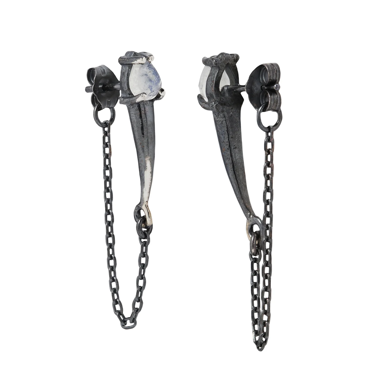 Silver Moonstone Torch Studs - Image 3