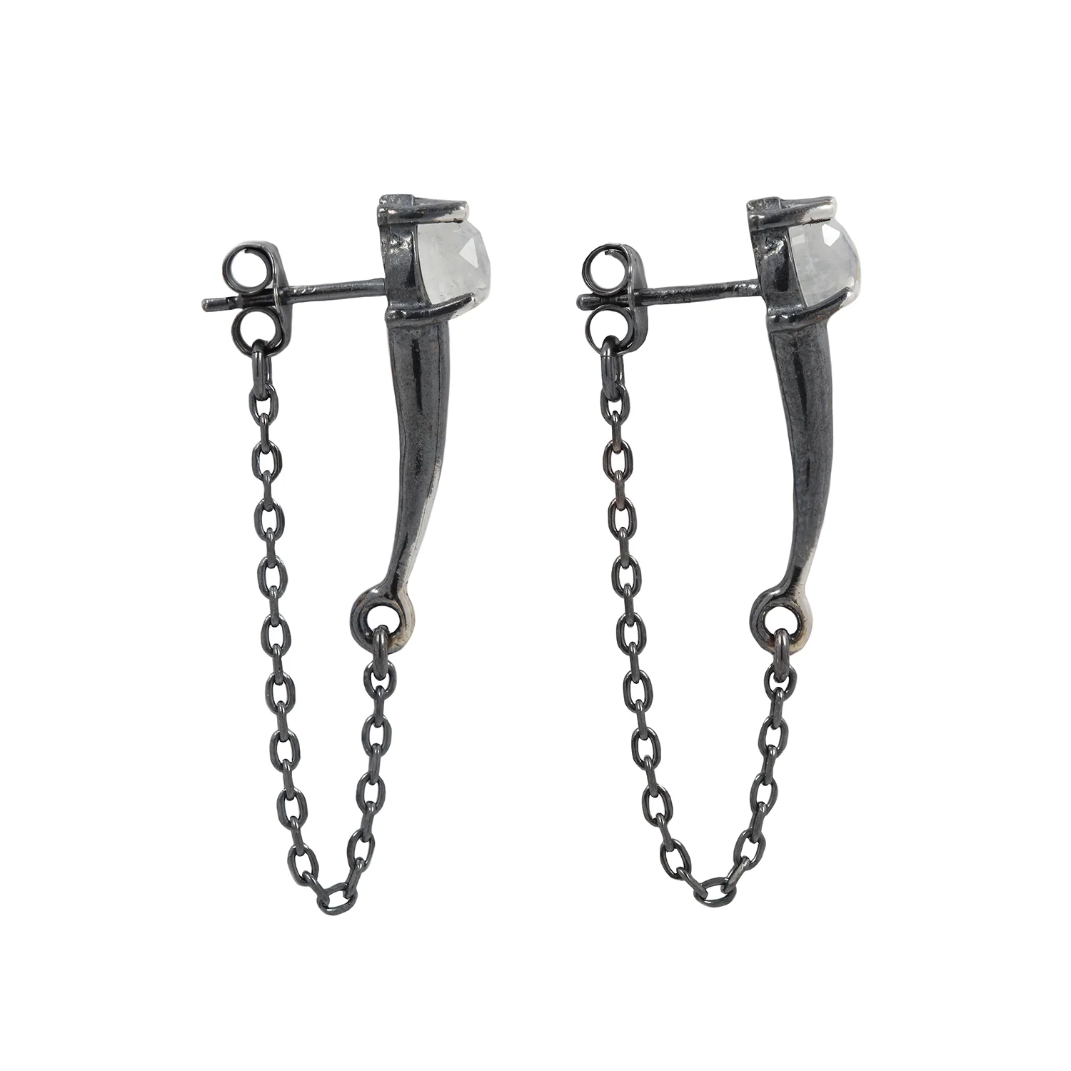 Silver Moonstone Torch Studs - Image 4