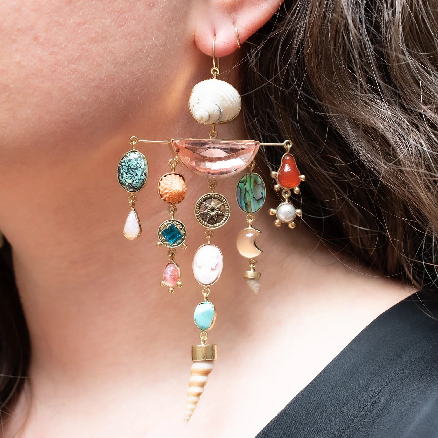 Multi Charm Balance Drop Earrings - Image 4