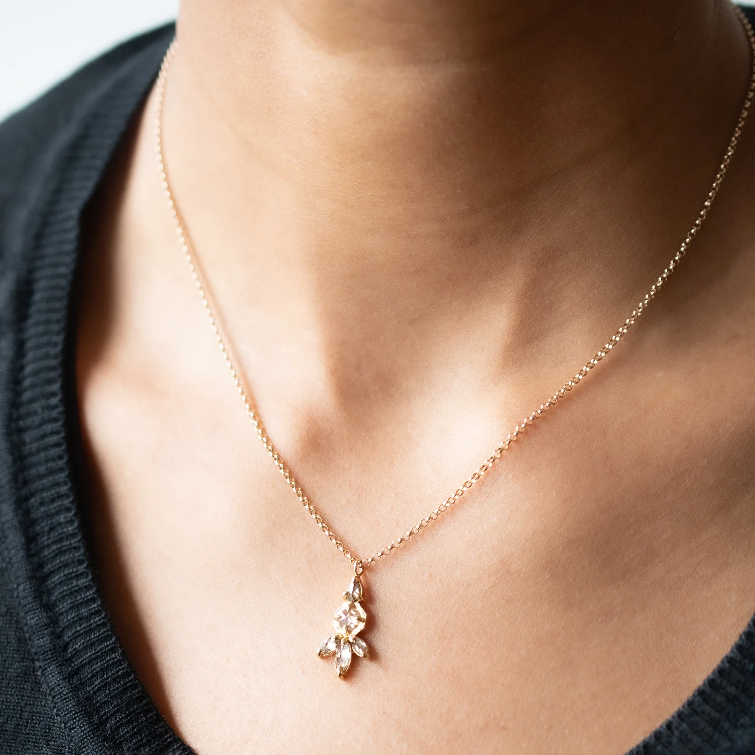 Multi Diamond Drop Necklace - Image 2