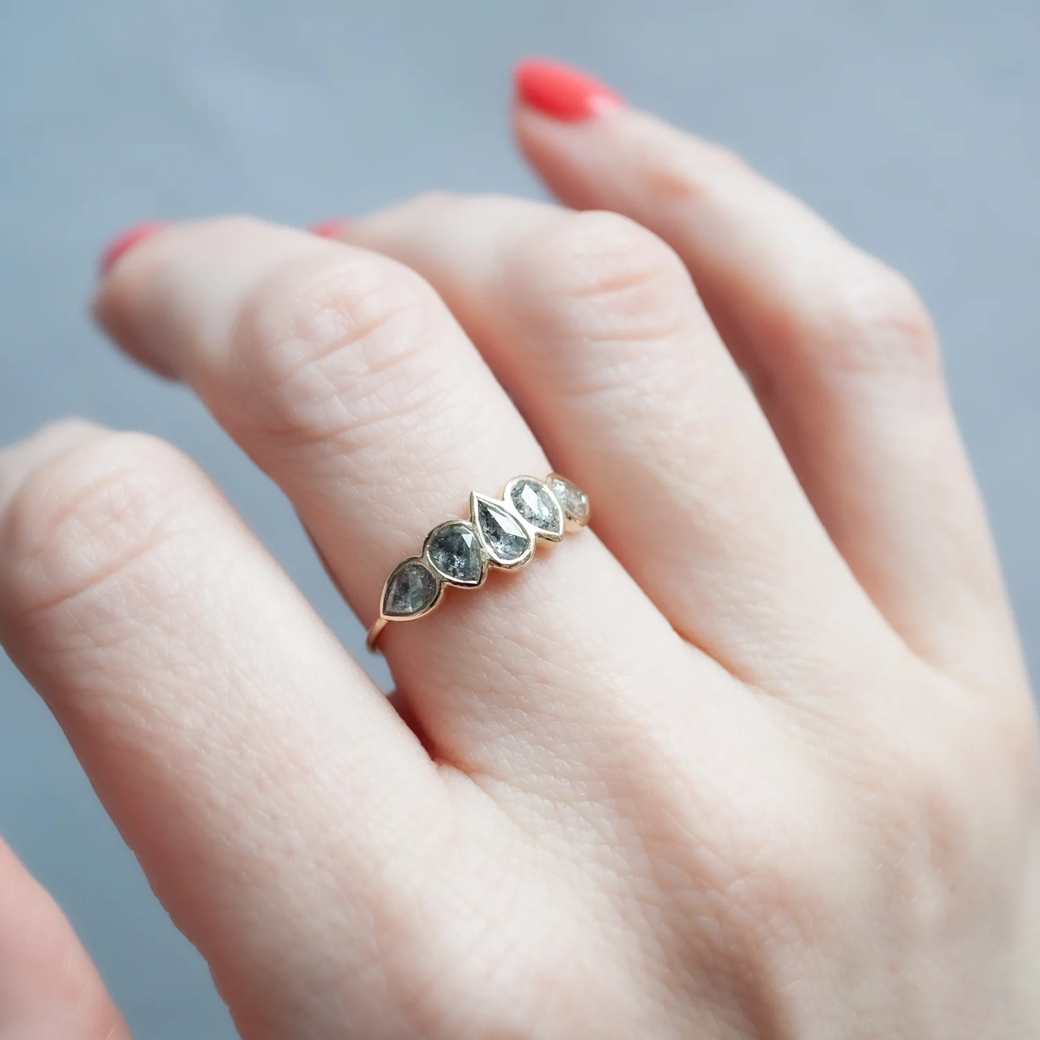 Multi Rose Cut Gray Diamond Ring - Image 2