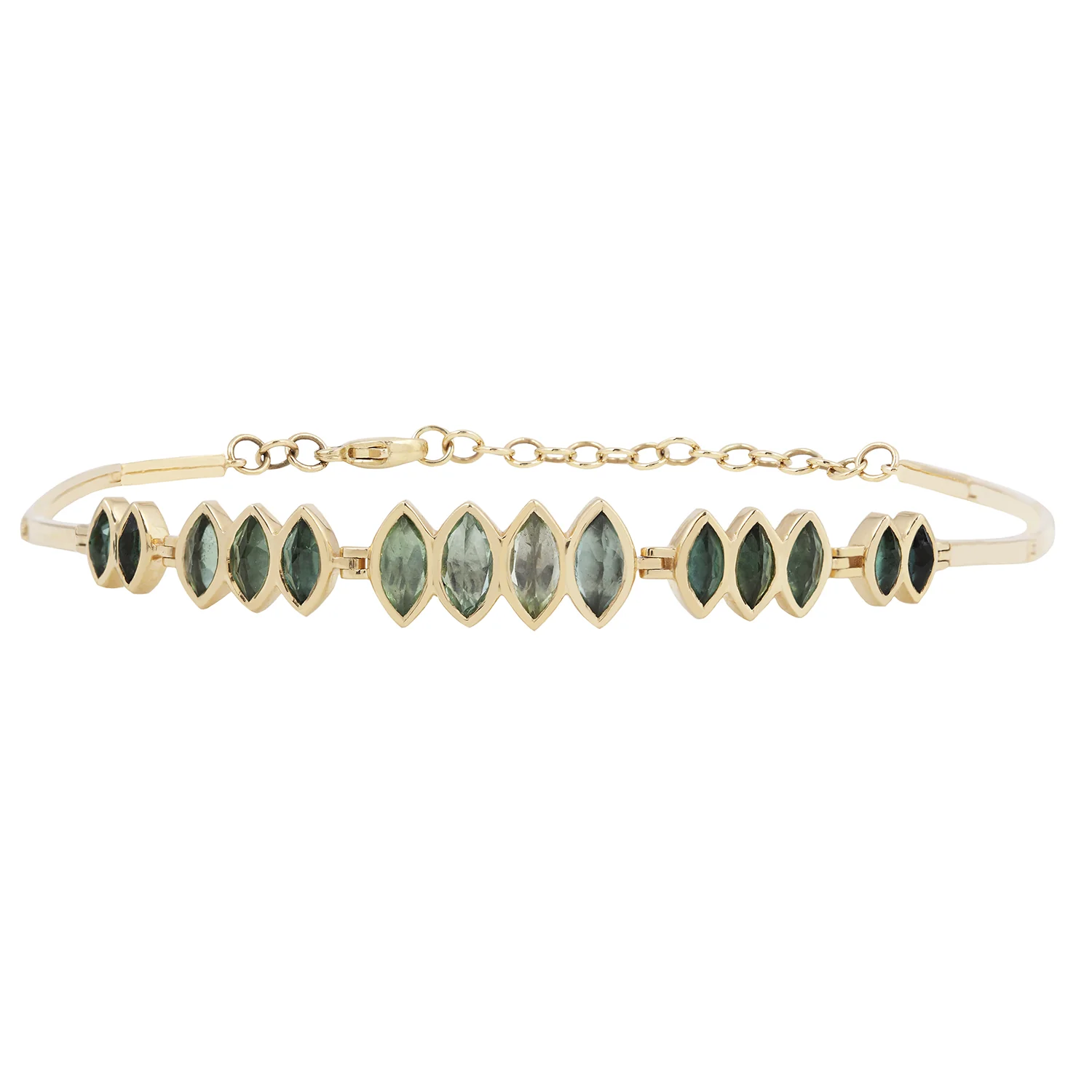Multi Green Tourmaline Articulated Bracelet