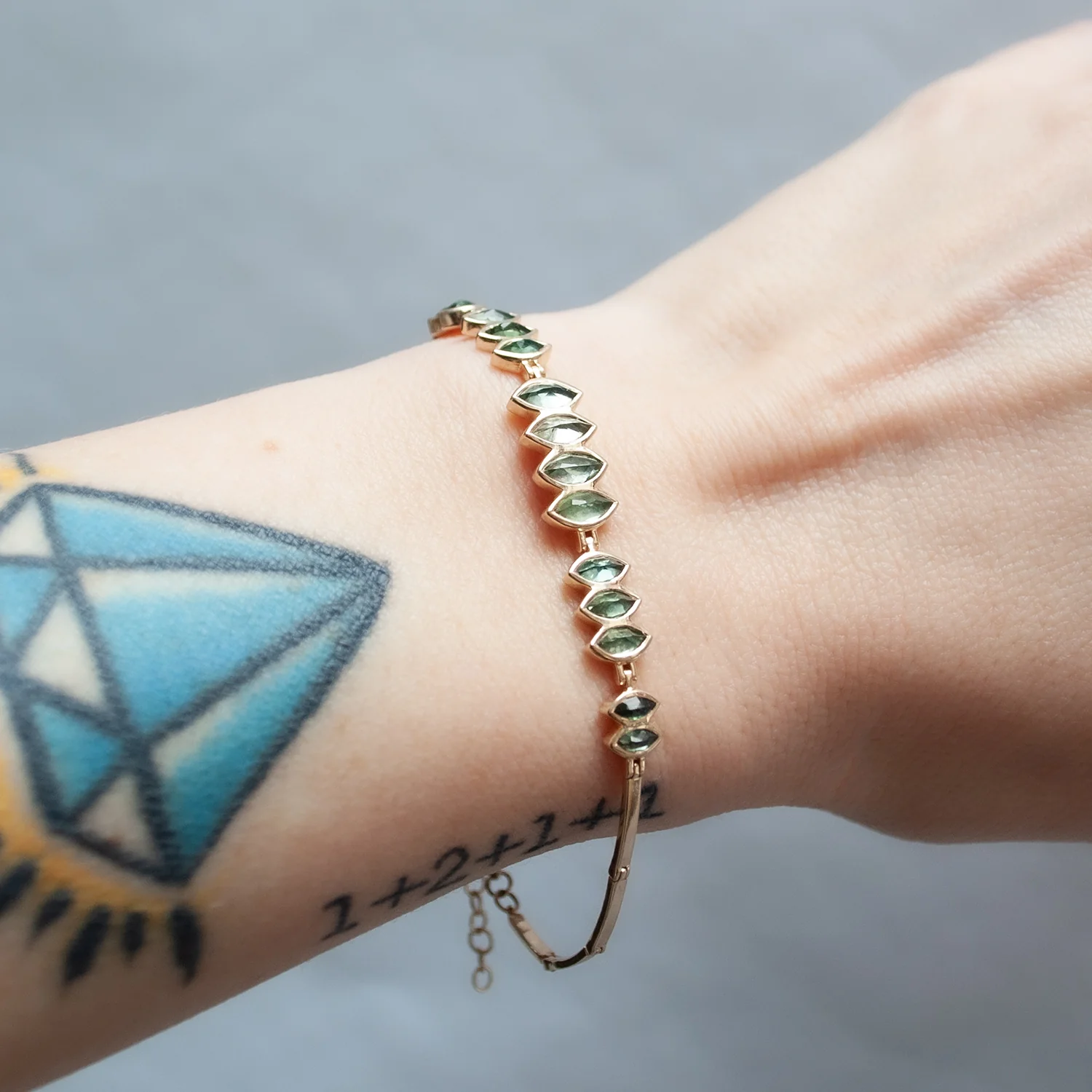 Multi Green Tourmaline Articulated Bracelet - Image 2