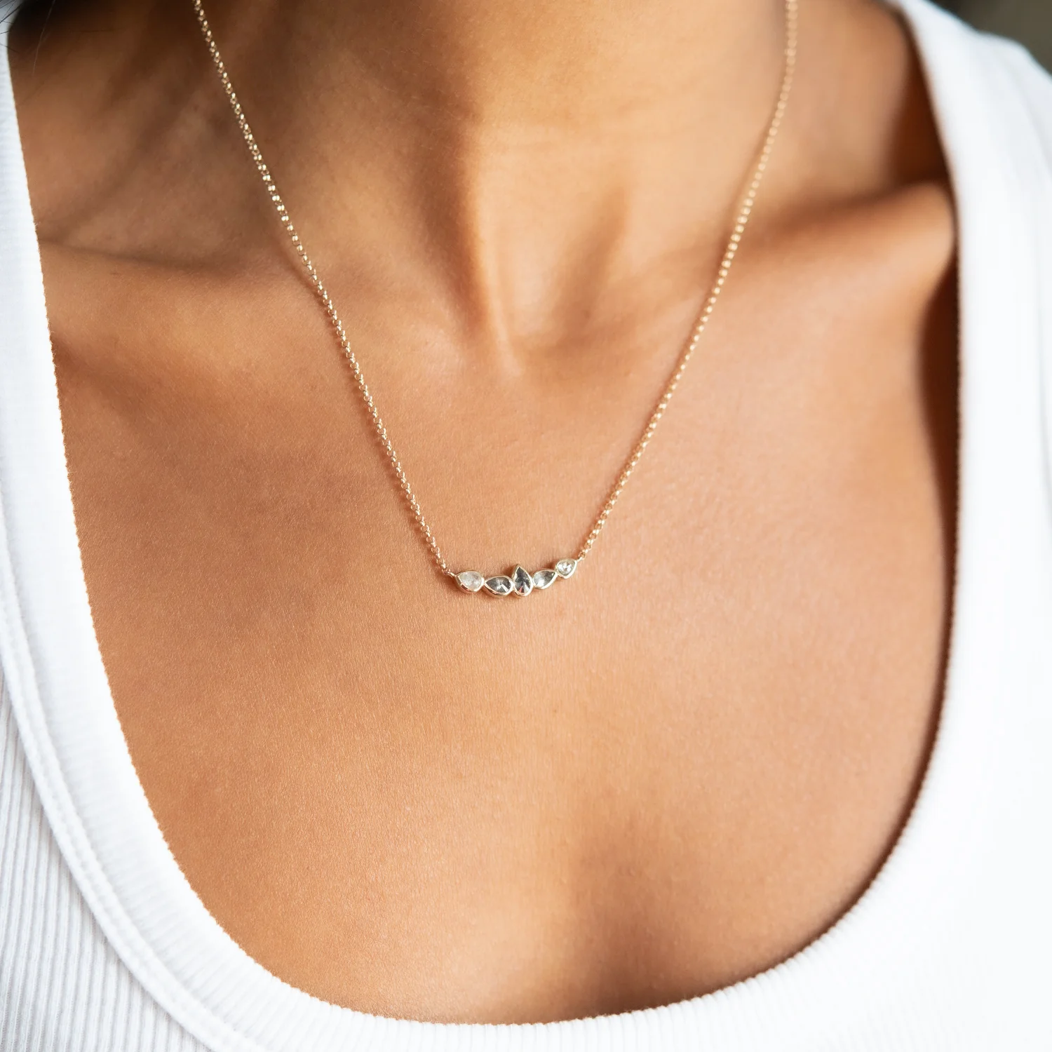 Ombre Diamond Pebble Necklace - Image 2