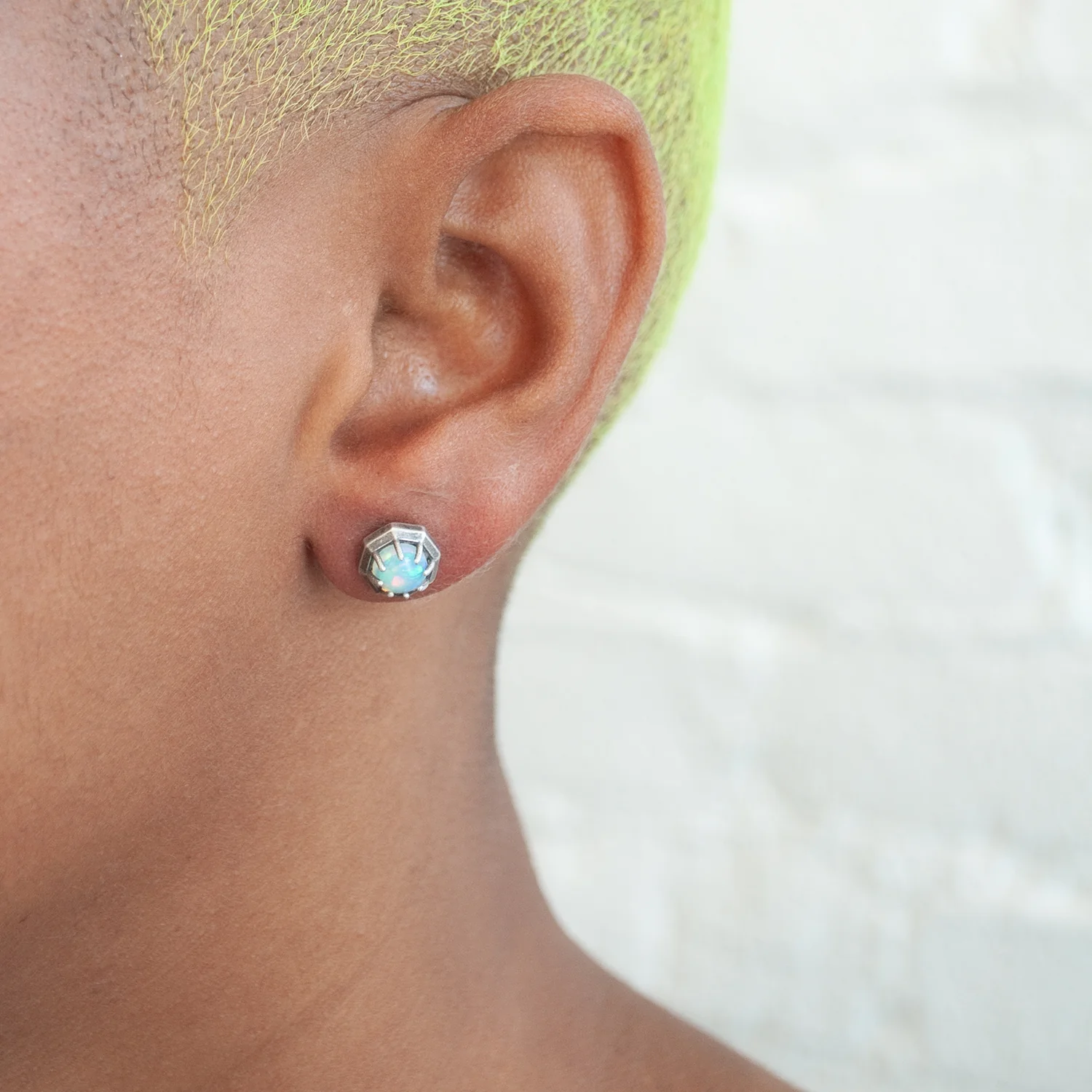 Opal Octagon Silver Studs - Image 2