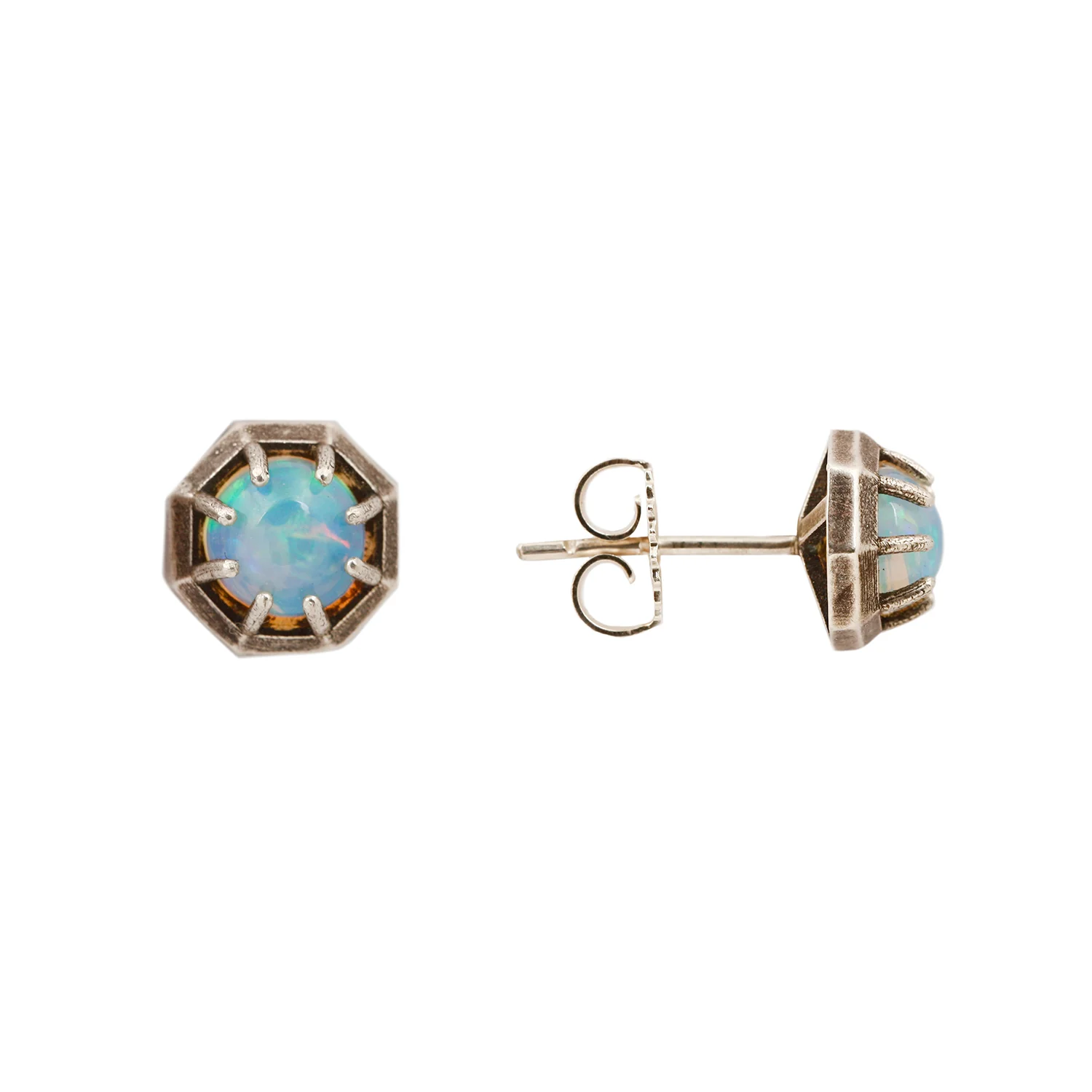 Opal Octagon Silver Studs - Image 3
