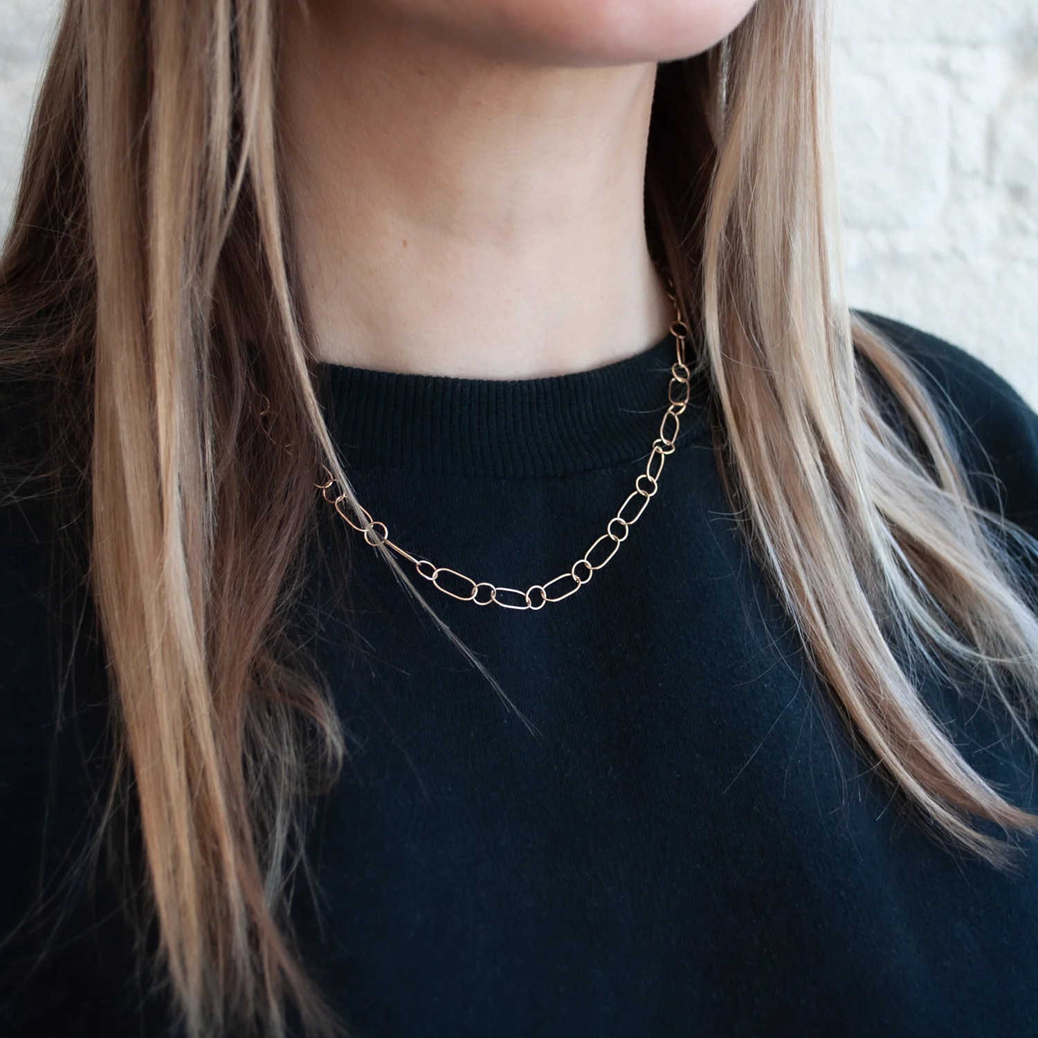 Oval and Round Chain Necklace - Image 2