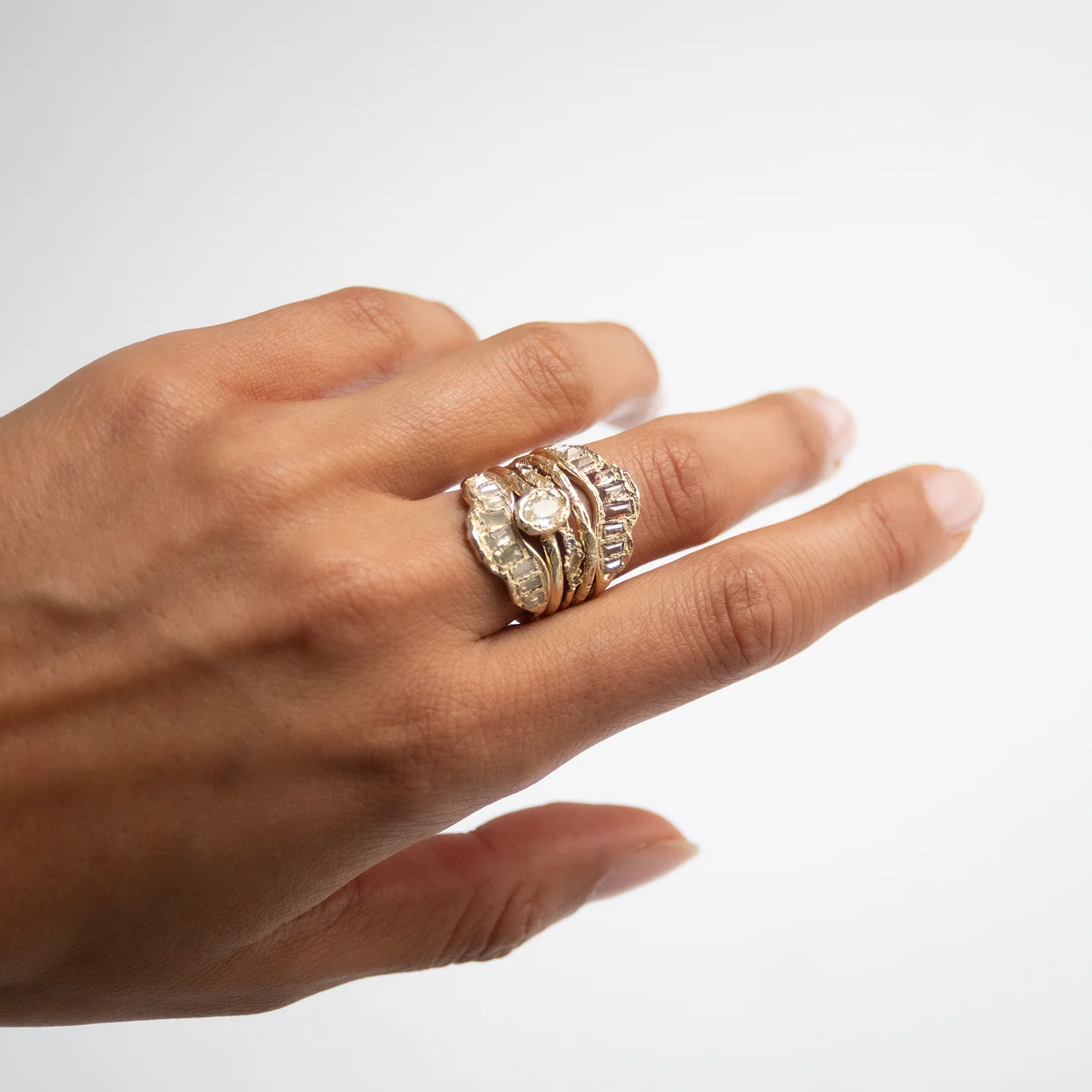 LXI Orange Diamond V Shape Scatter Ring - Image 6