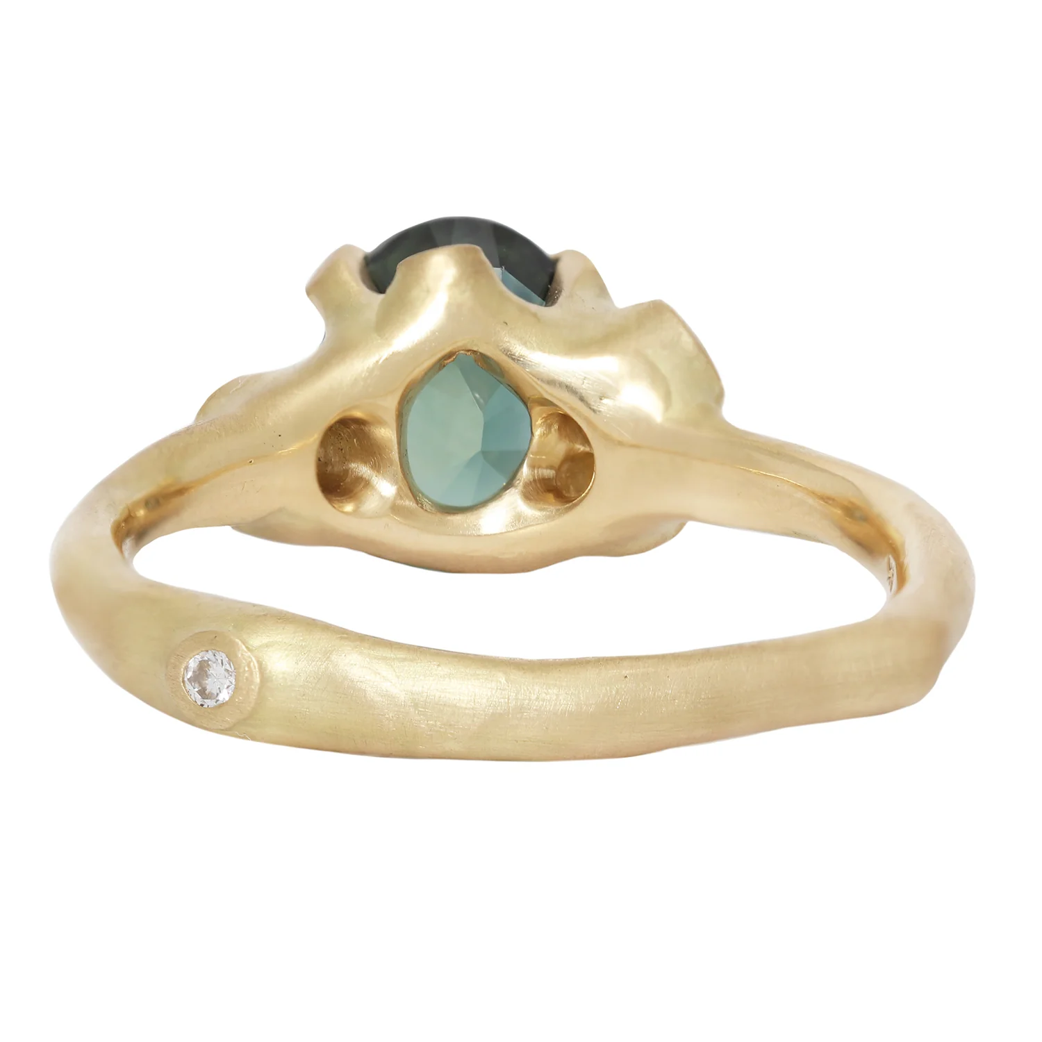 Oval Teal Sapphire Cluster Ring - Image 4