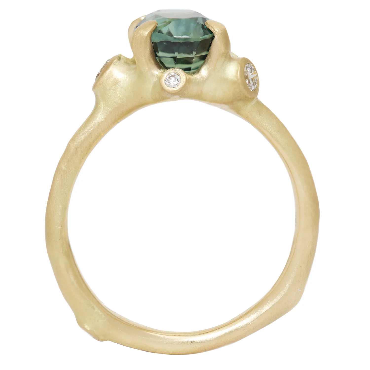 Oval Teal Sapphire Cluster Ring - Image 5