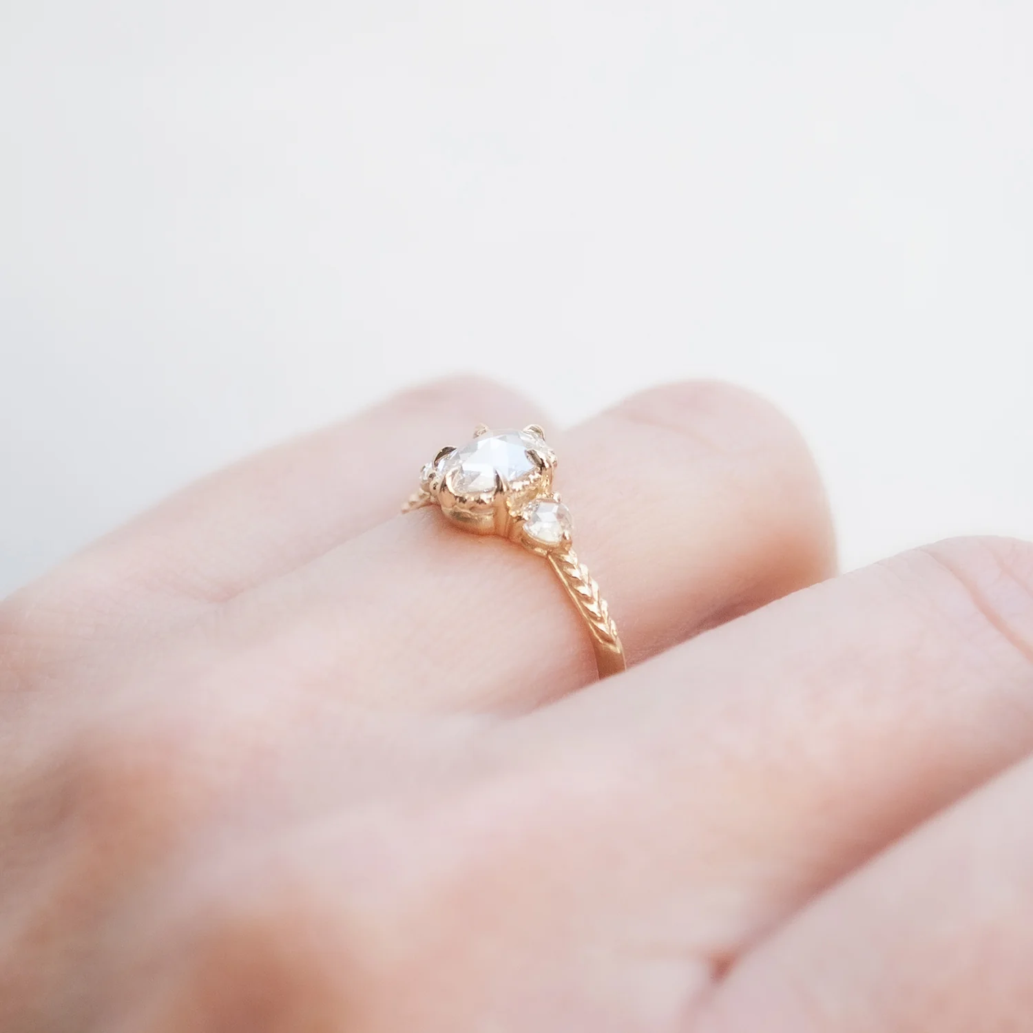 Oval Three Diamond Evergreen Ring - Image 5