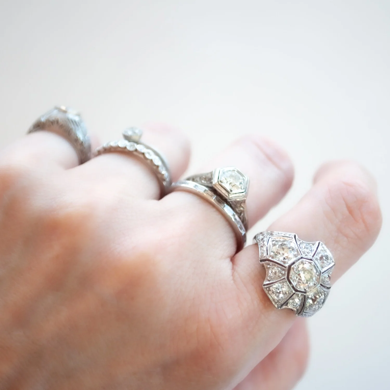 Platinum Deco Diamond Ring - Image 3