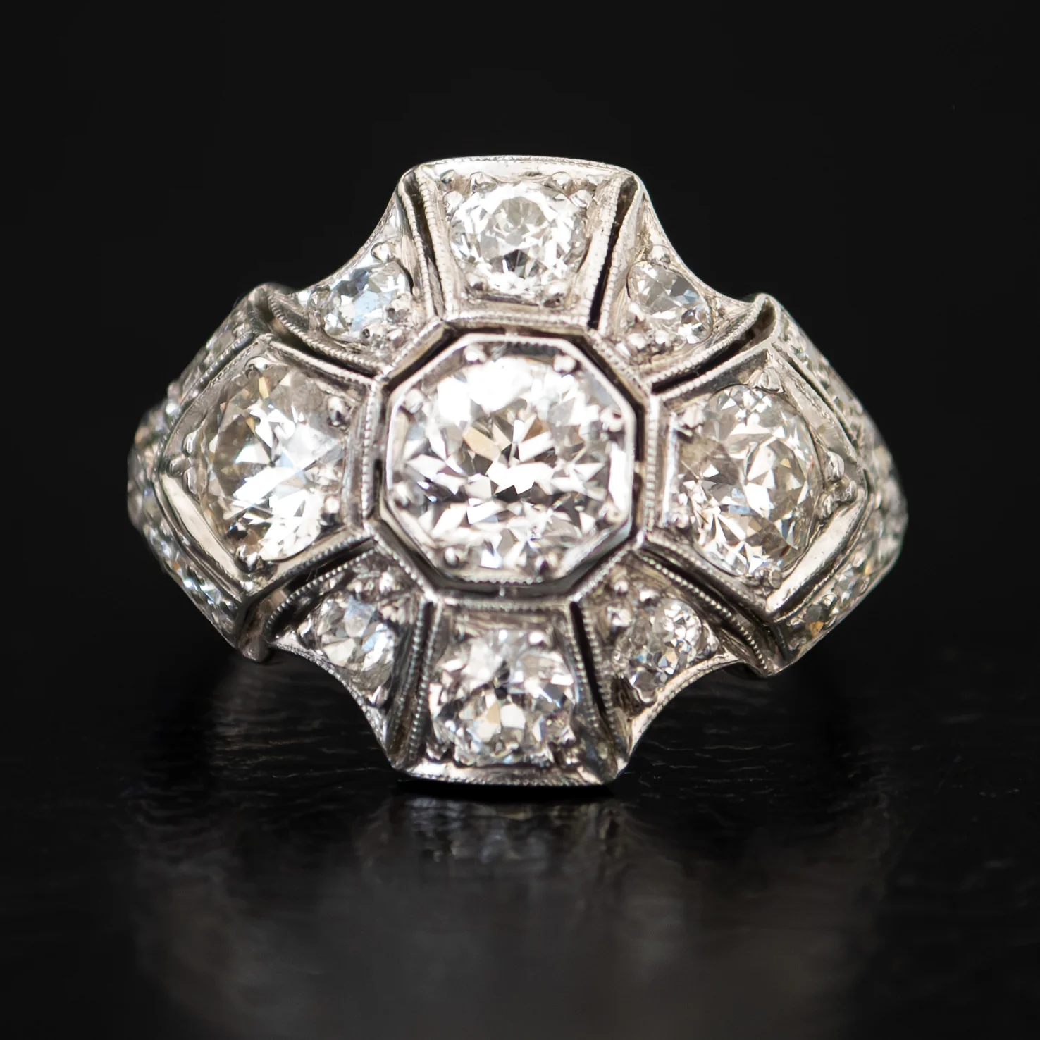Platinum Deco Diamond Ring - Image 5