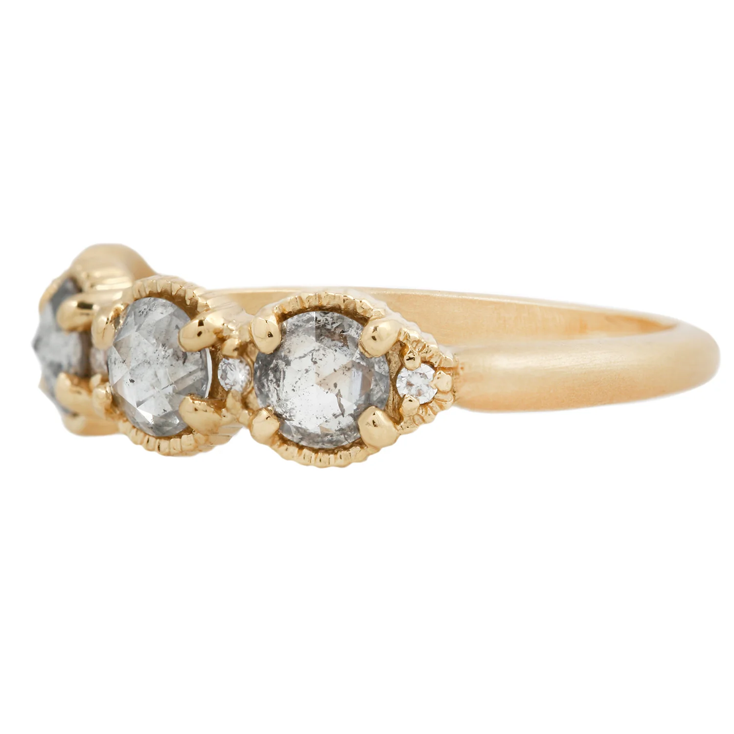 Ribbed Rose Cut Diamond Eclipse Ring - Image 3