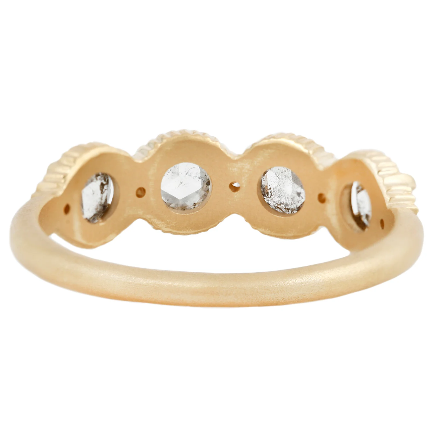 Ribbed Rose Cut Diamond Eclipse Ring - Image 4