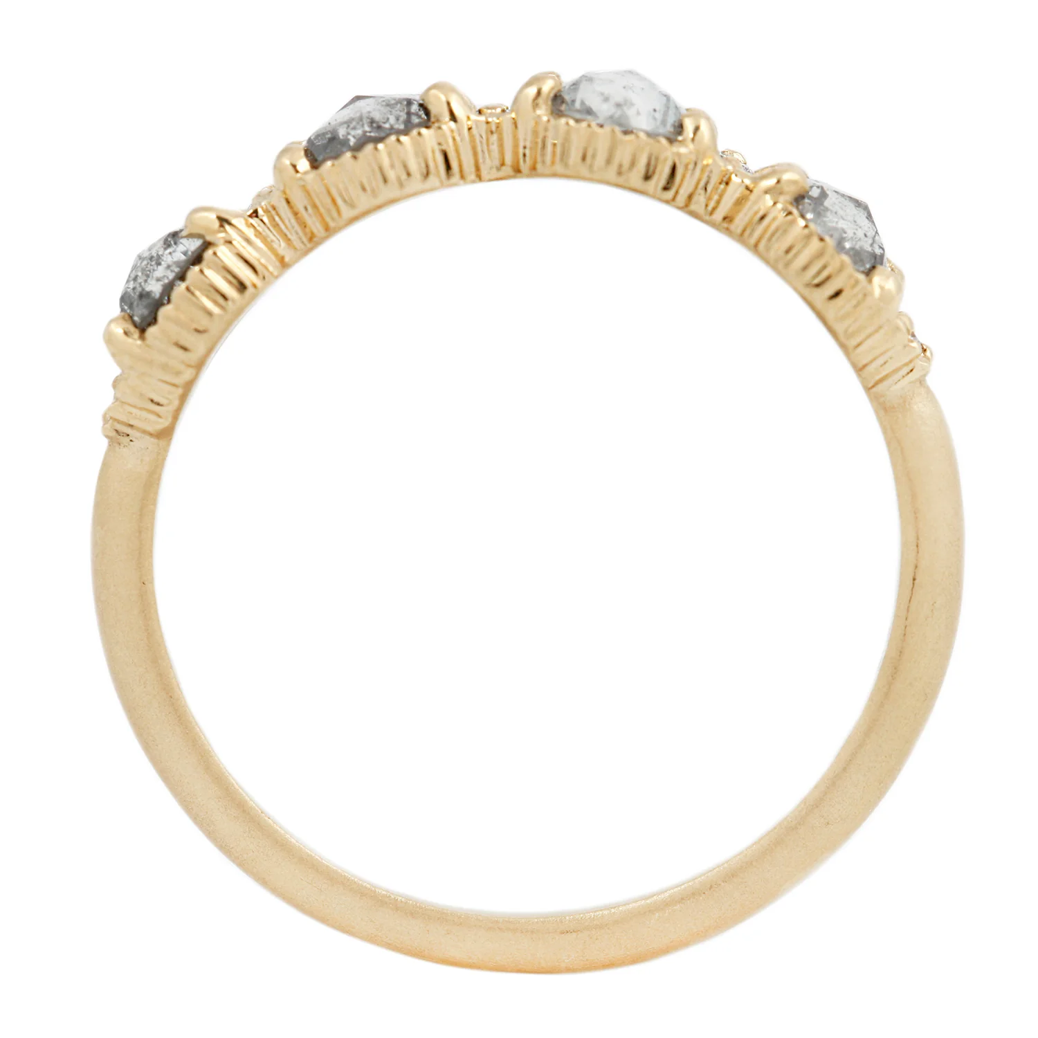 Ribbed Rose Cut Diamond Eclipse Ring - Image 5