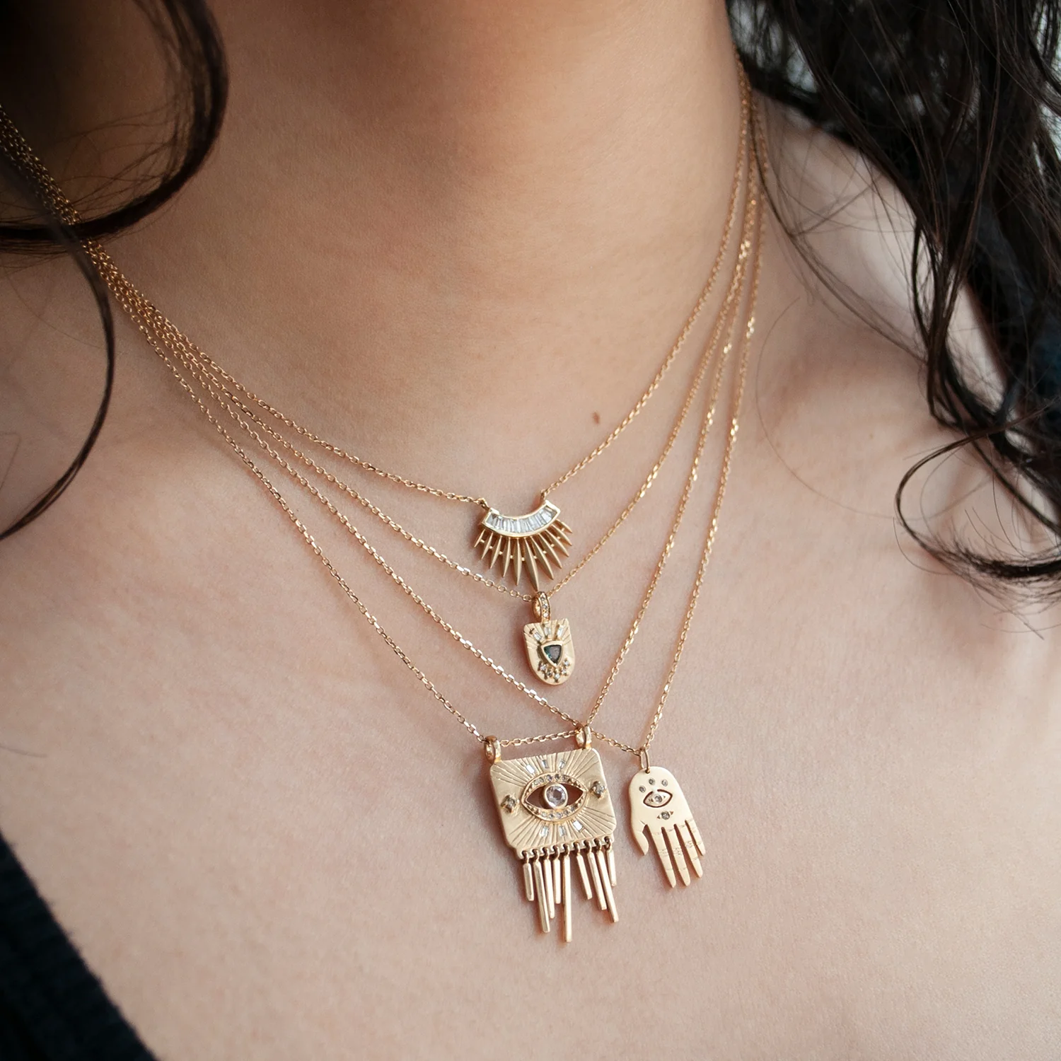 Rising Sun Diamond Necklace - Image 3