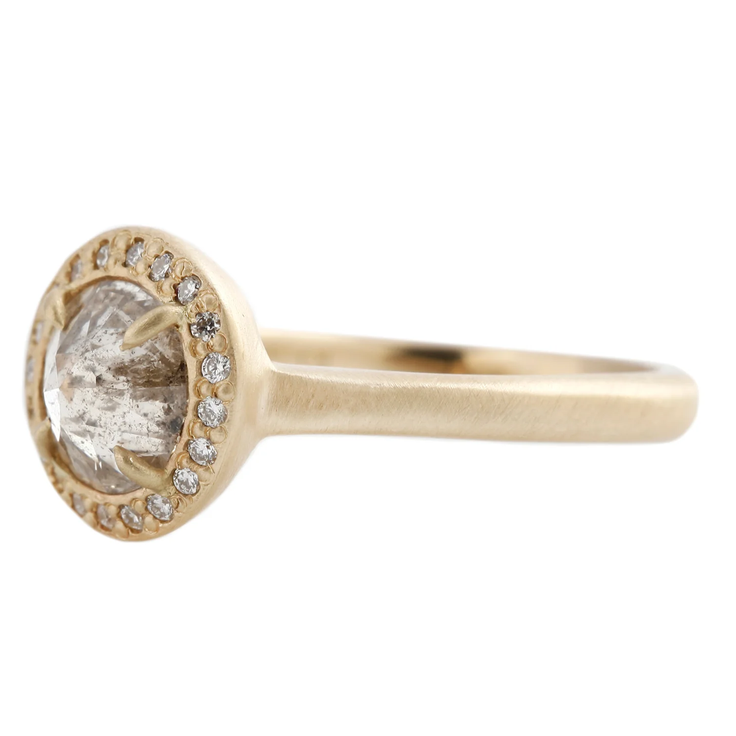Rose Cut Beveled Edge Halo Ring - Image 3