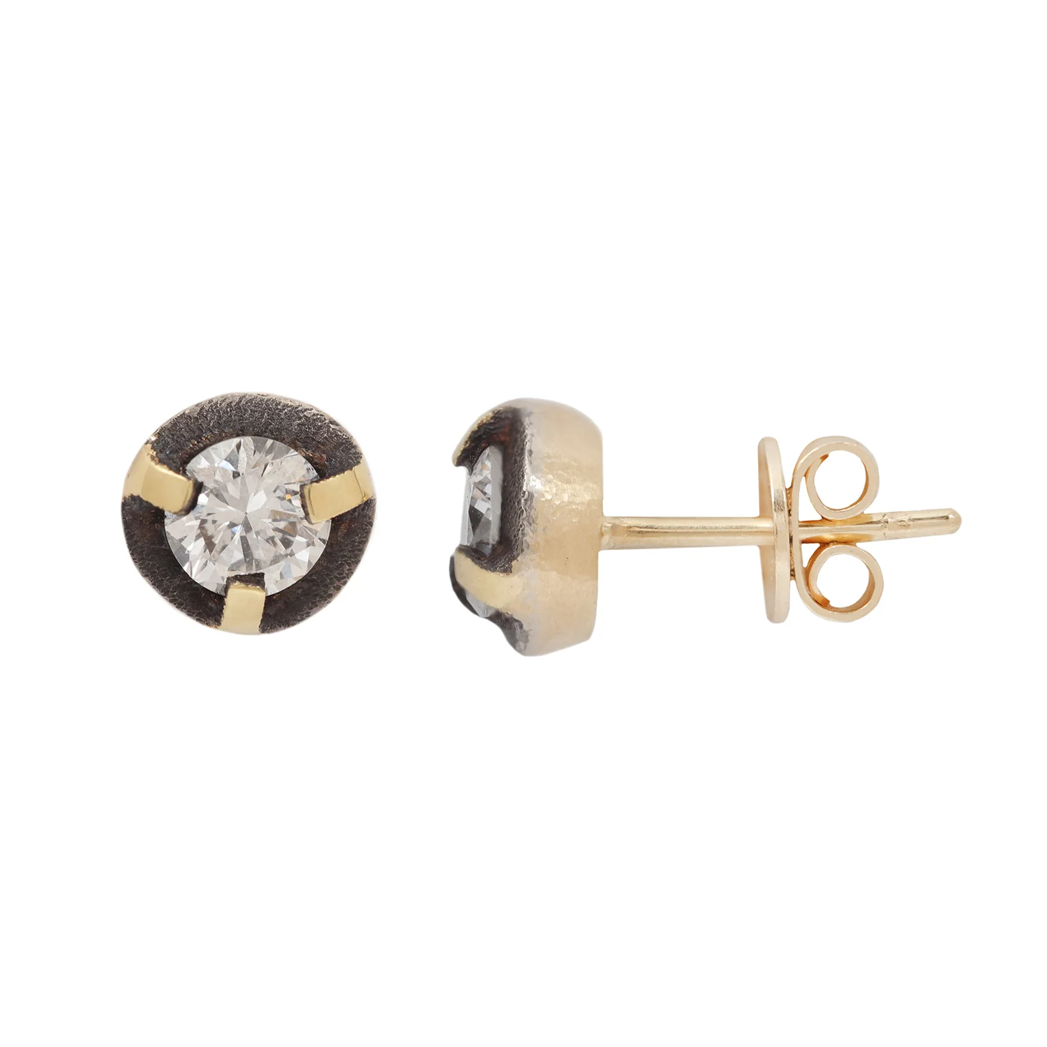 Round Diamond Dark Halo Studs - Image 3