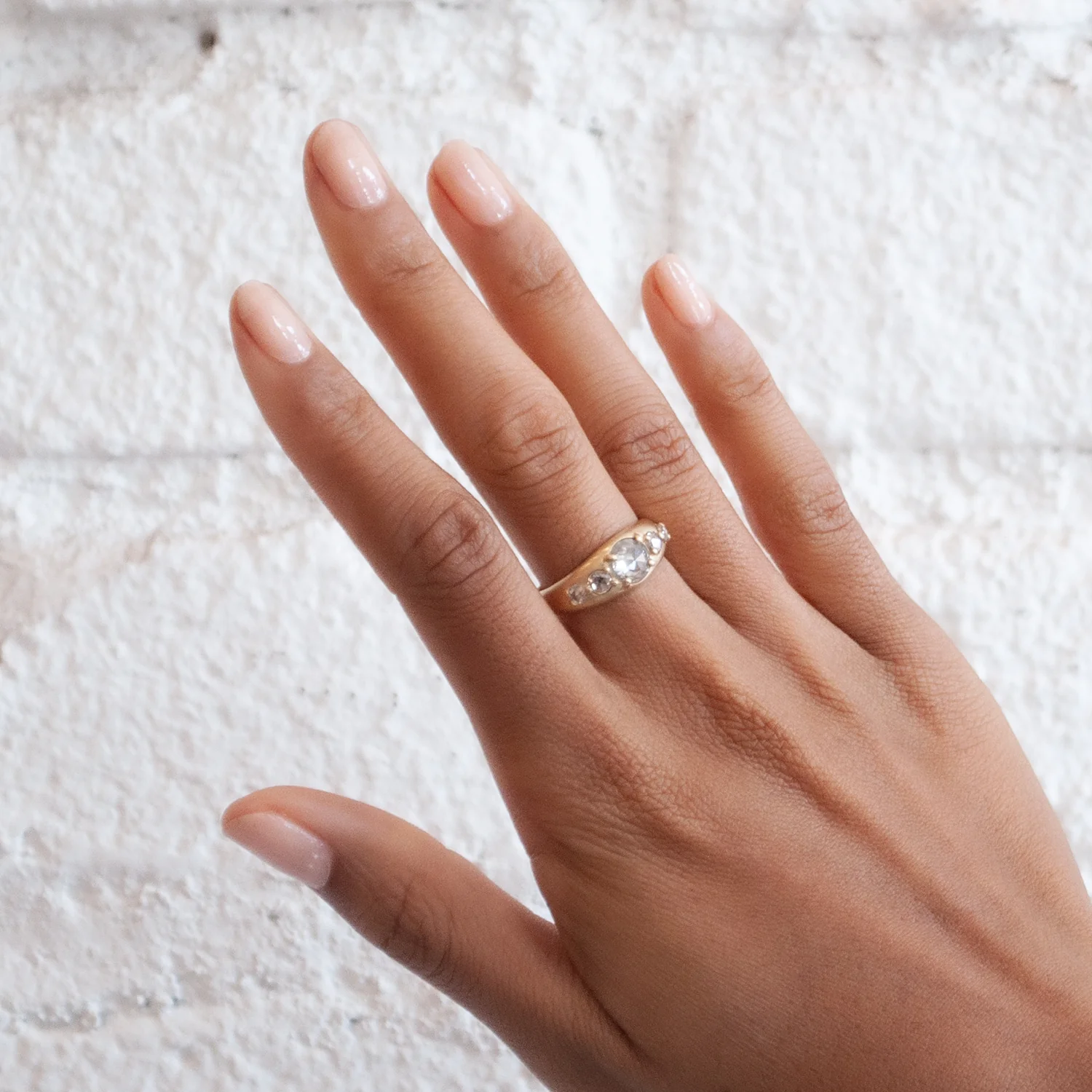 Five Light Gray Diamond Tapered Ring - Image 2