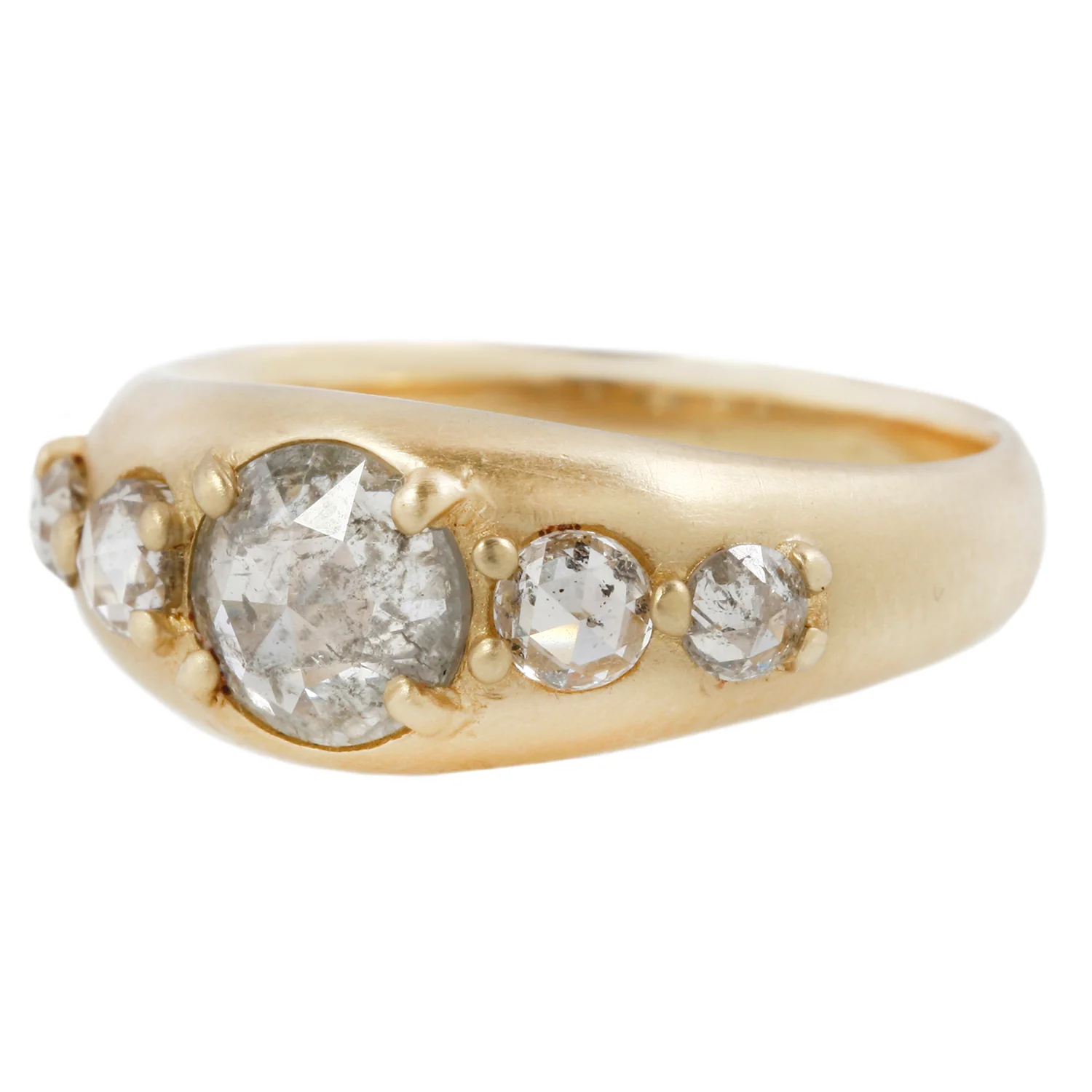 Five Light Gray Diamond Tapered Ring - Image 3