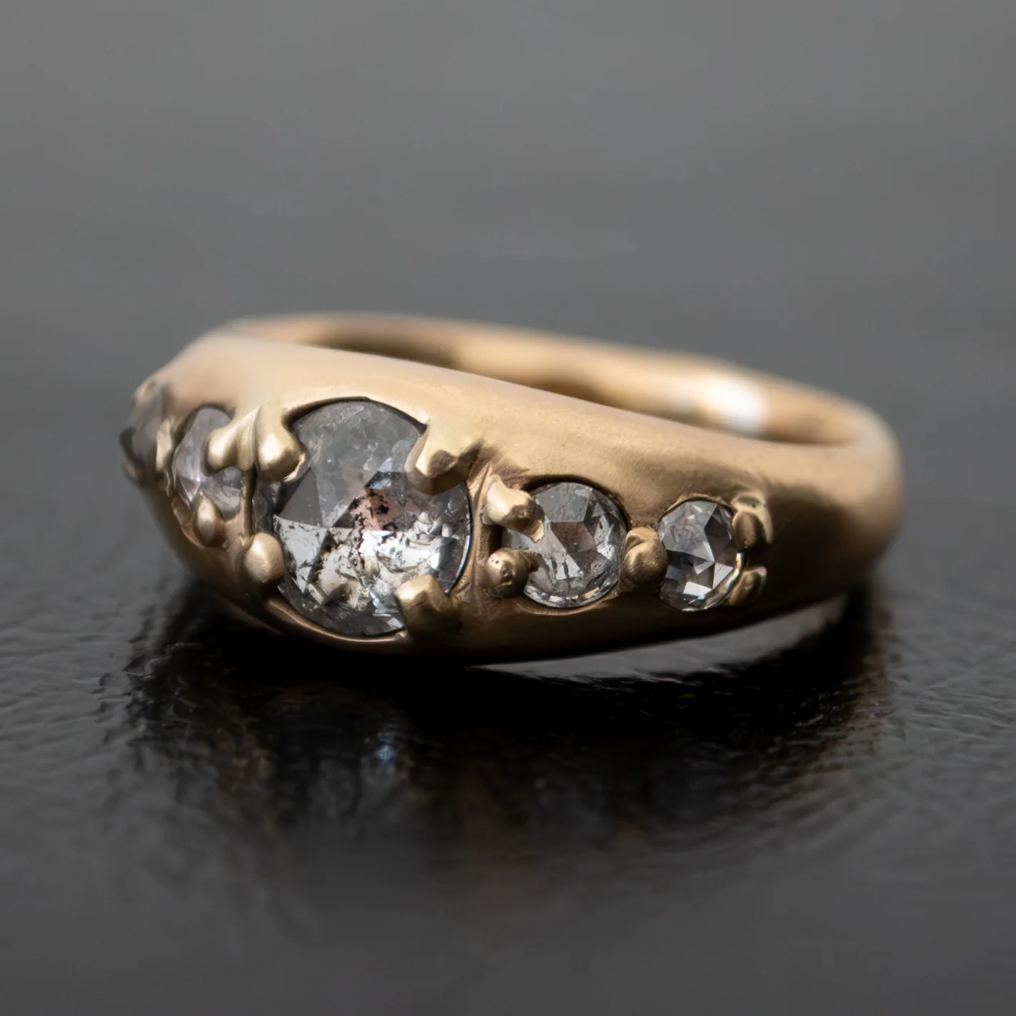 Five Light Gray Diamond Tapered Ring - Image 4