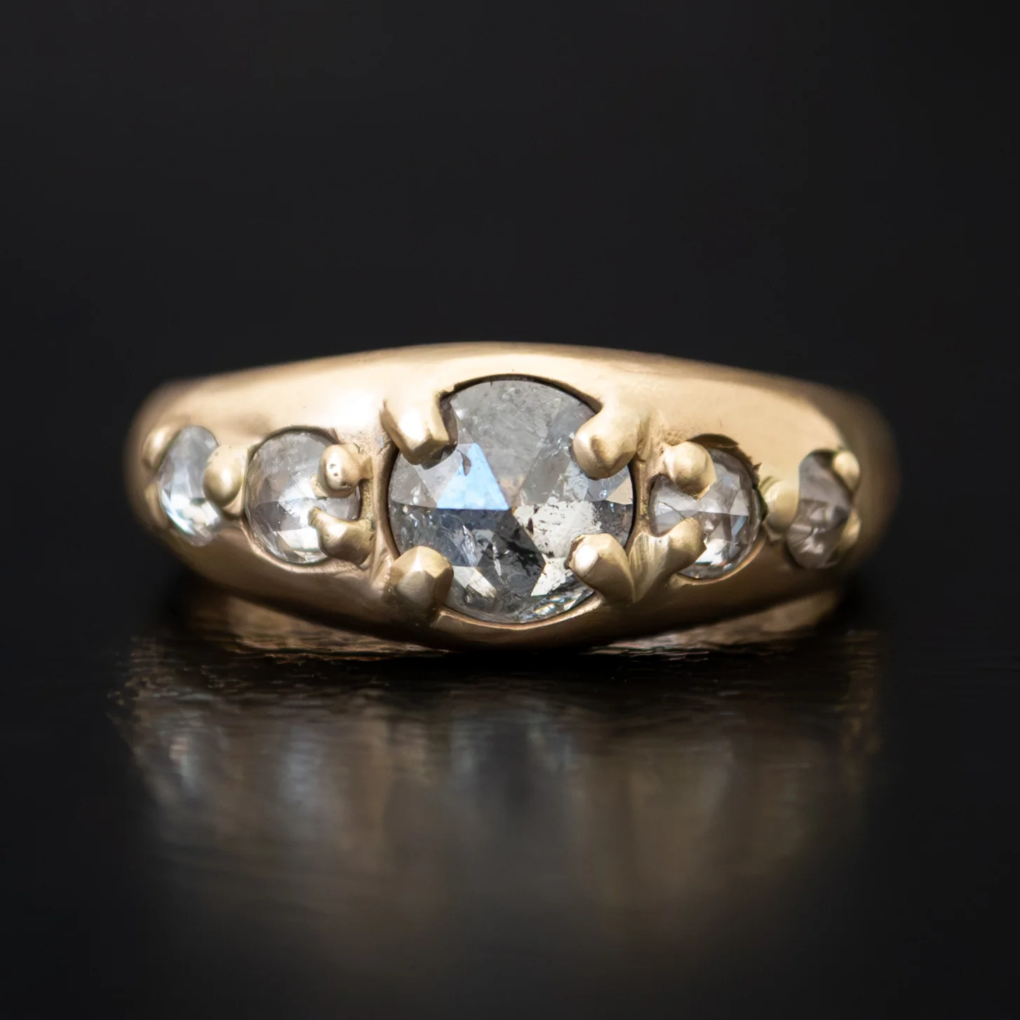 Five Light Gray Diamond Tapered Ring - Image 5