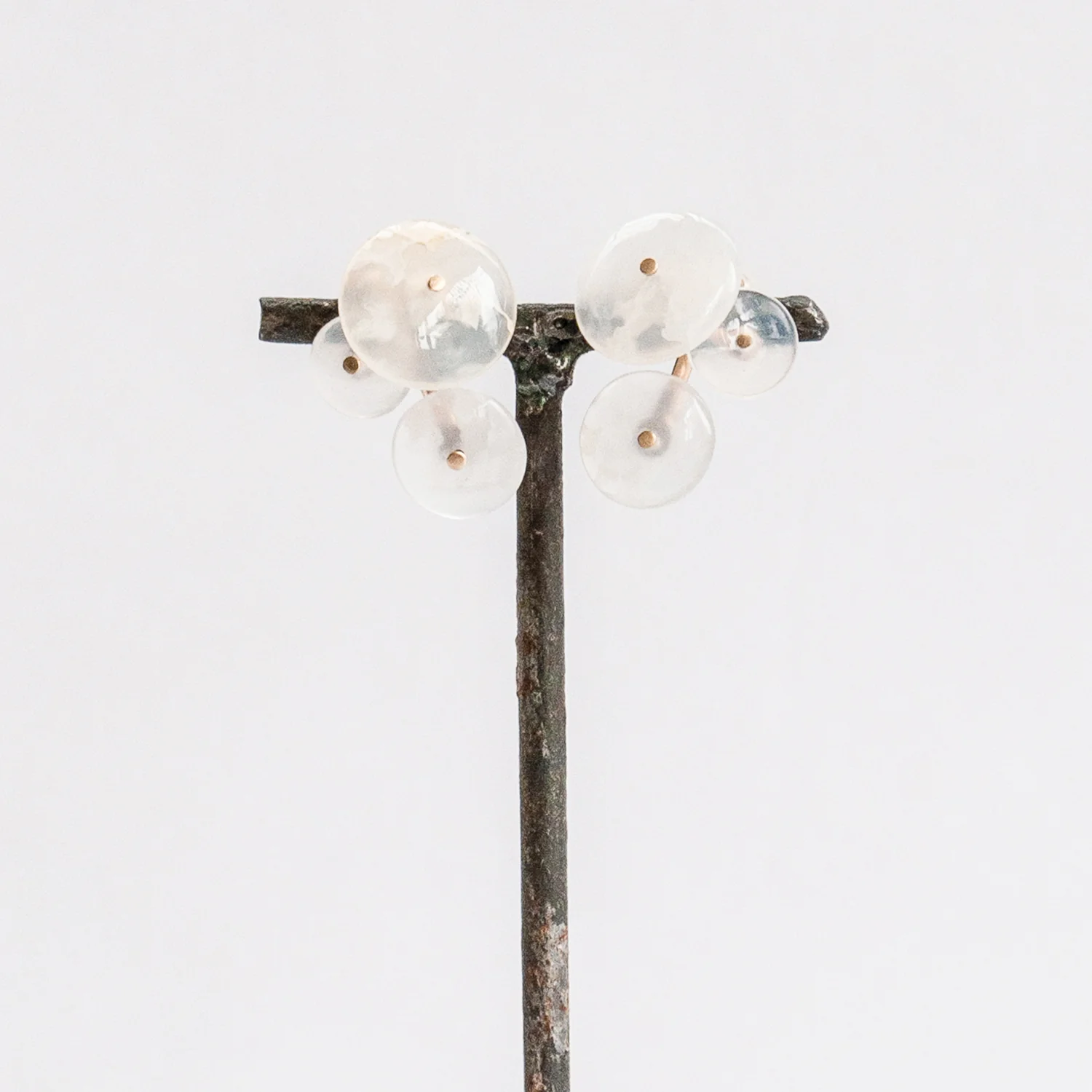 Three Part Agate Lichen Earrings - Image 3