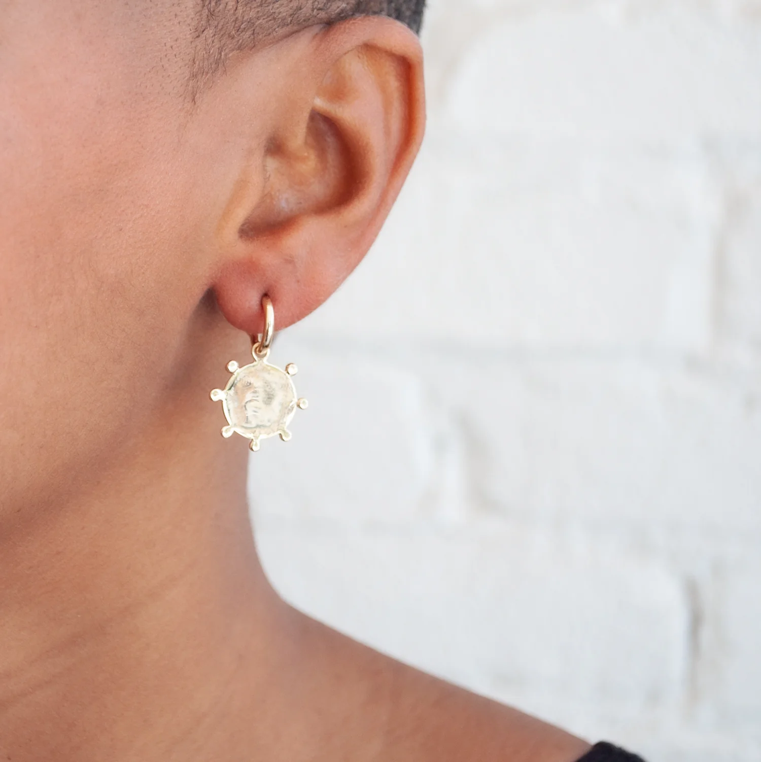 Gold Soleil Sun Hoops - Image 2