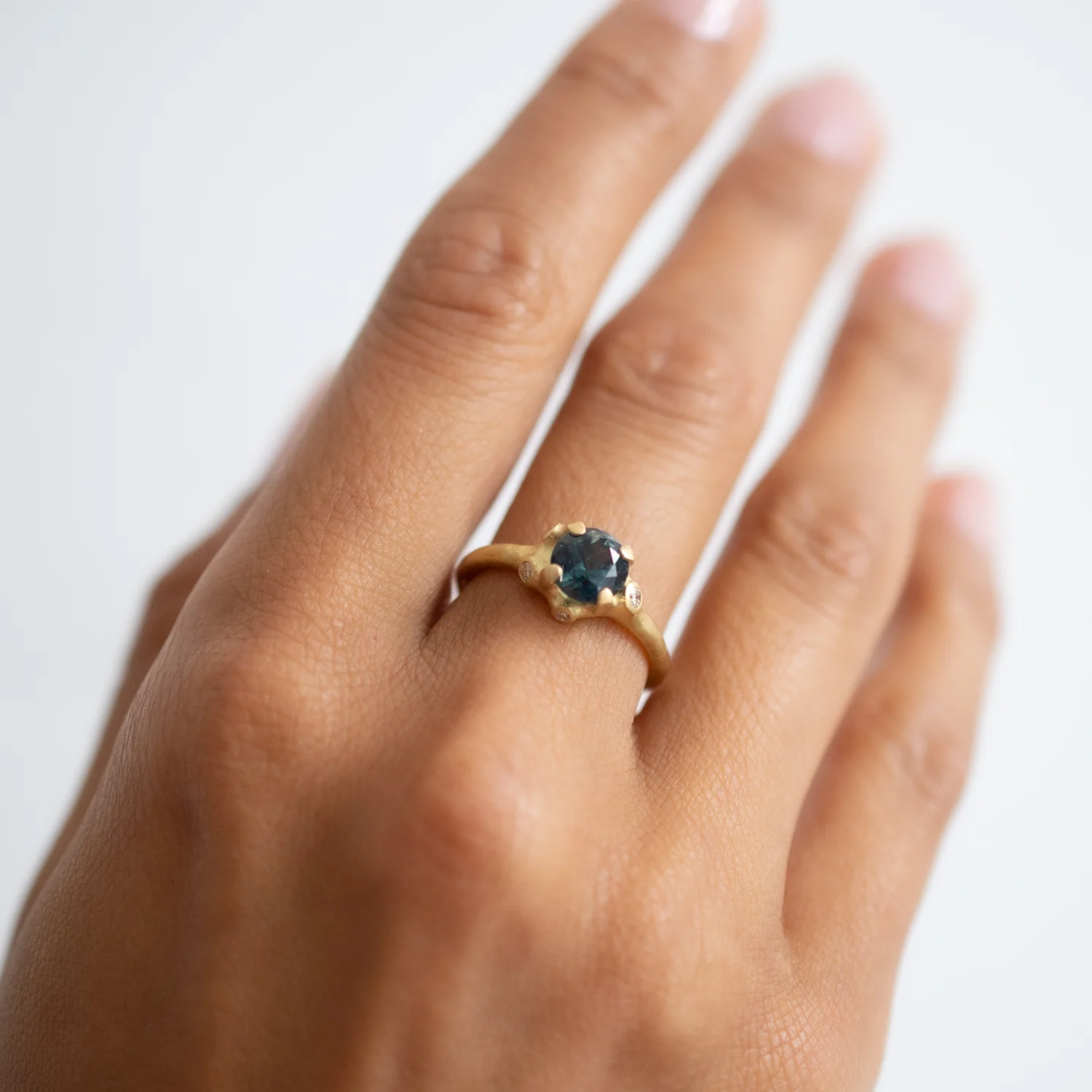 Sea Green Sapphire Cluster Ring - Image 2