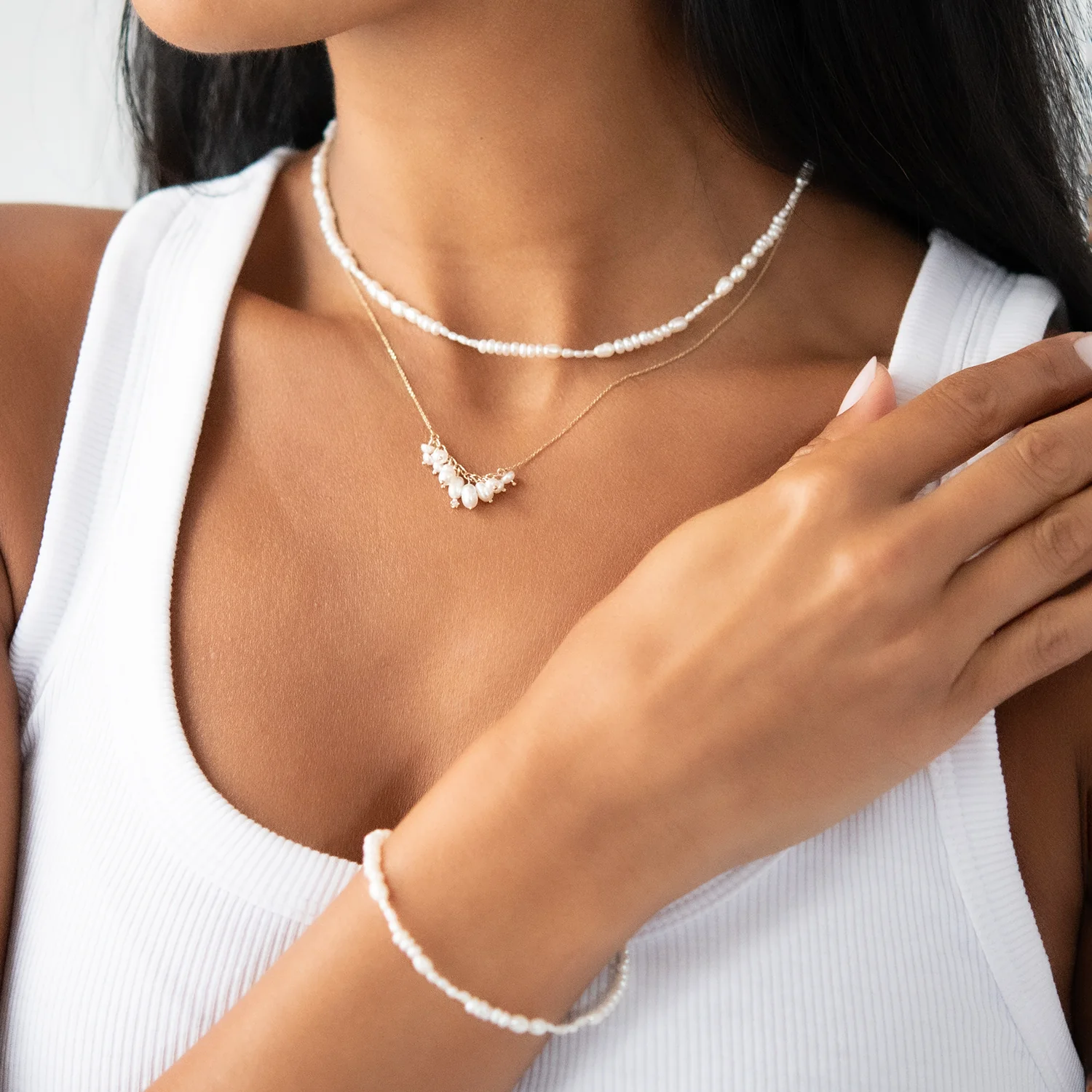 Shadow Diamond & Pearl Necklace - Image 4