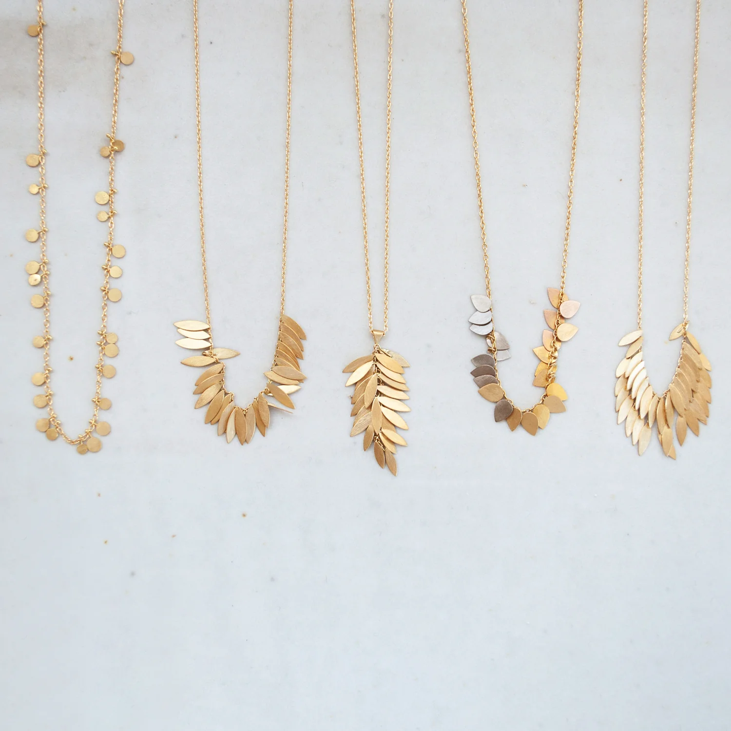 Golden Leaf Cluster Necklace - Image 4