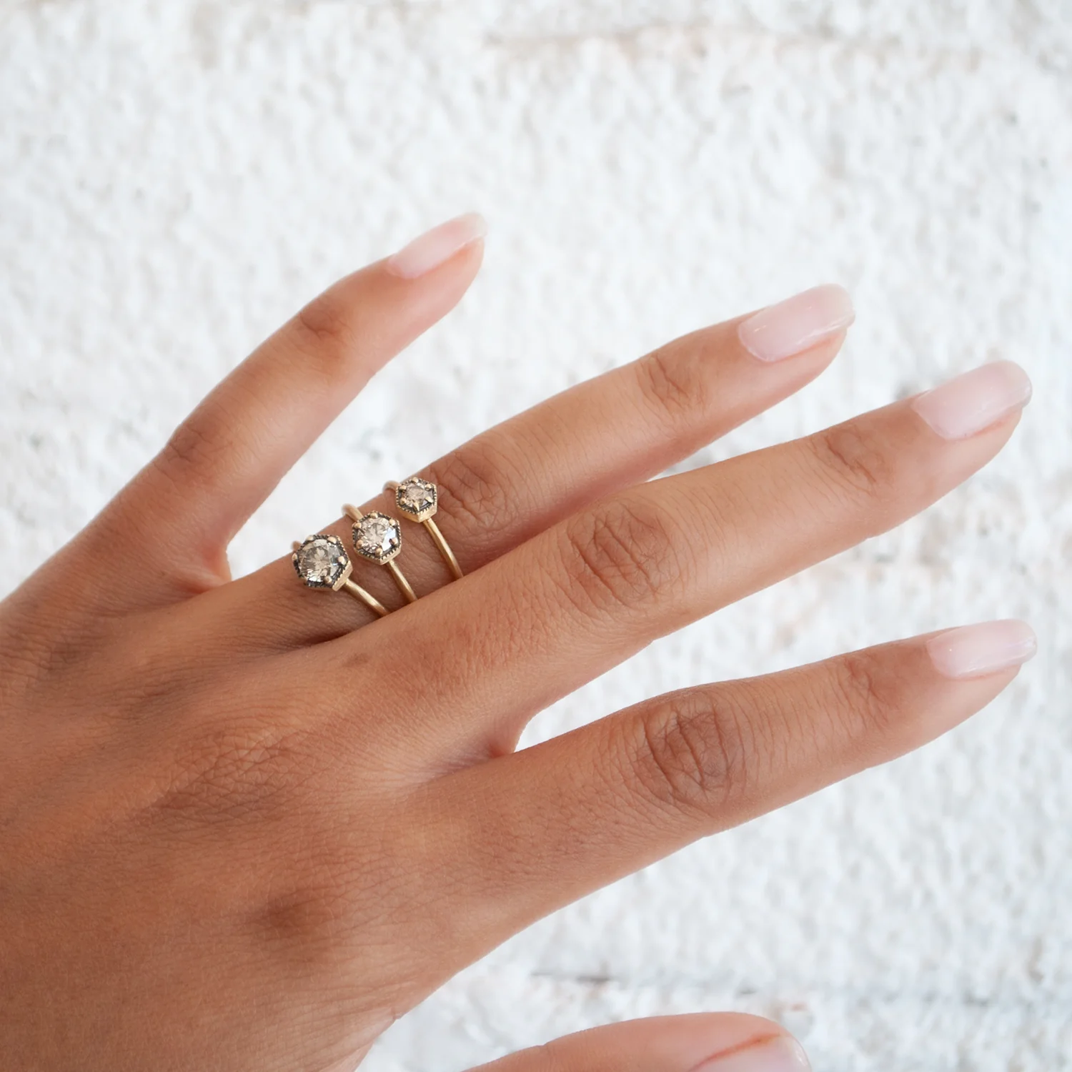 Brown Diamond Hexagon Ring, .16ct - Image 3