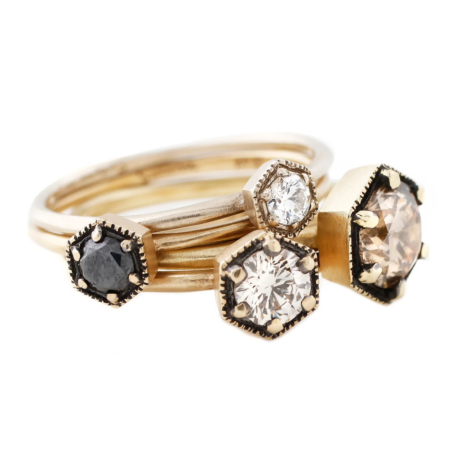 Hexagon Brown Diamond Ring, .33ct - Image 4