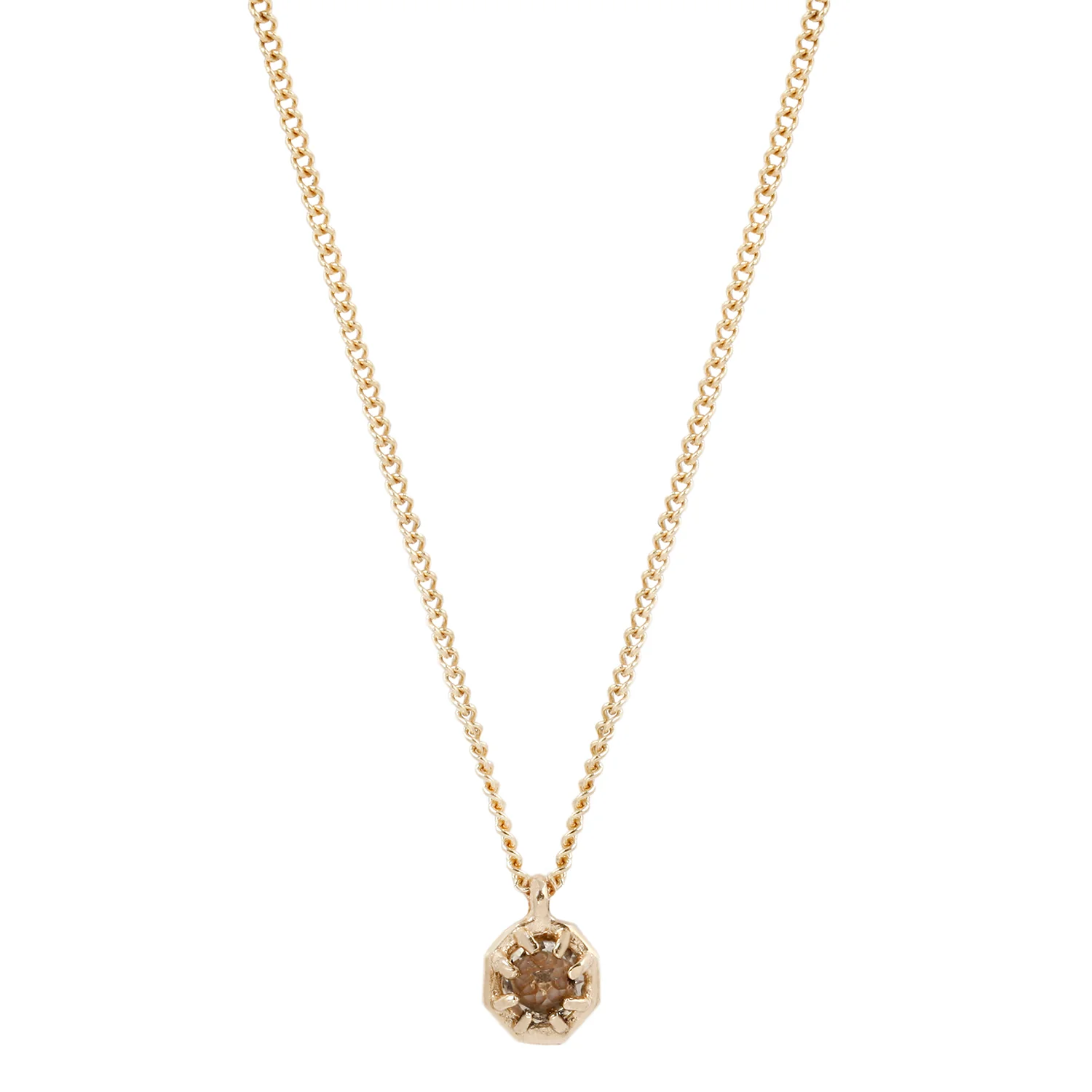 Small Champagne Quartz Octagon Necklace