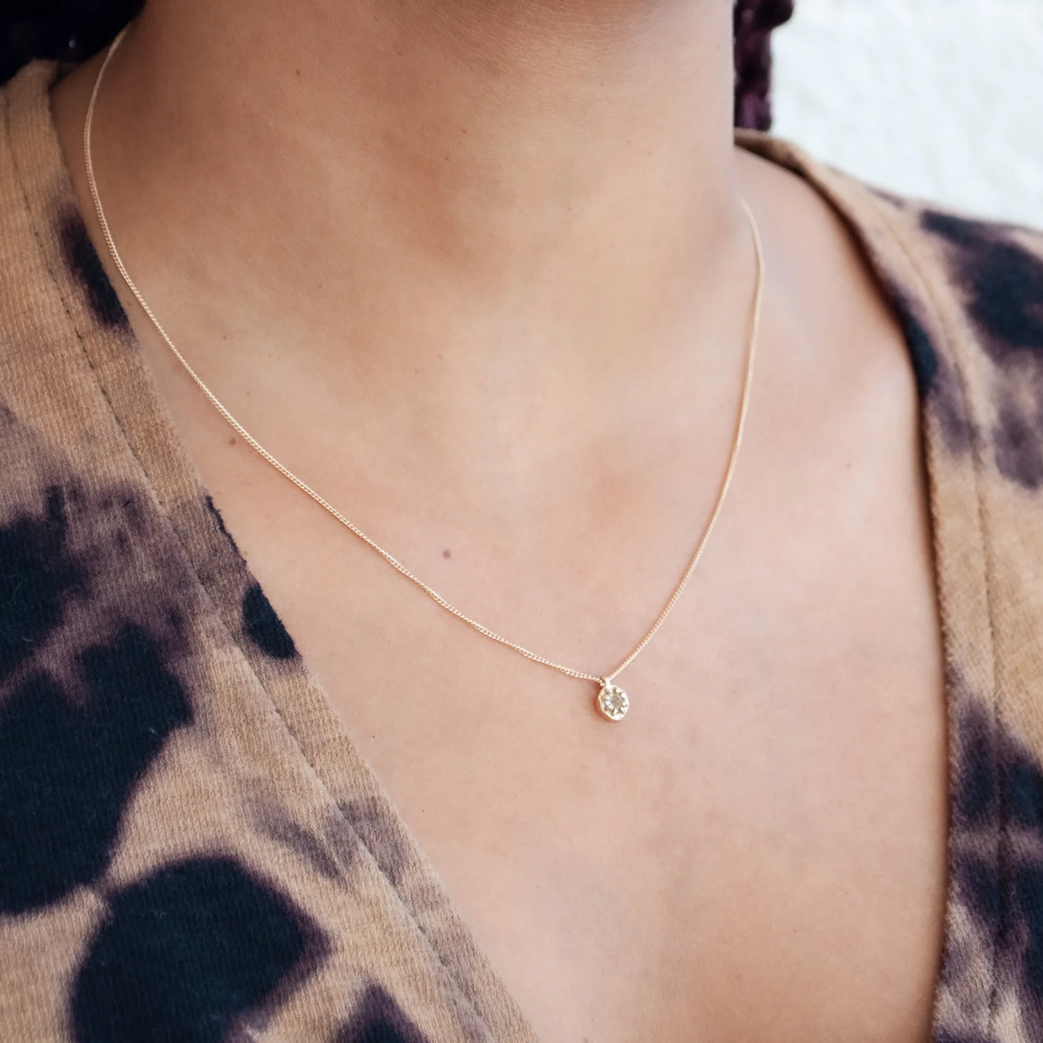 Small Champagne Quartz Octagon Necklace - Image 2