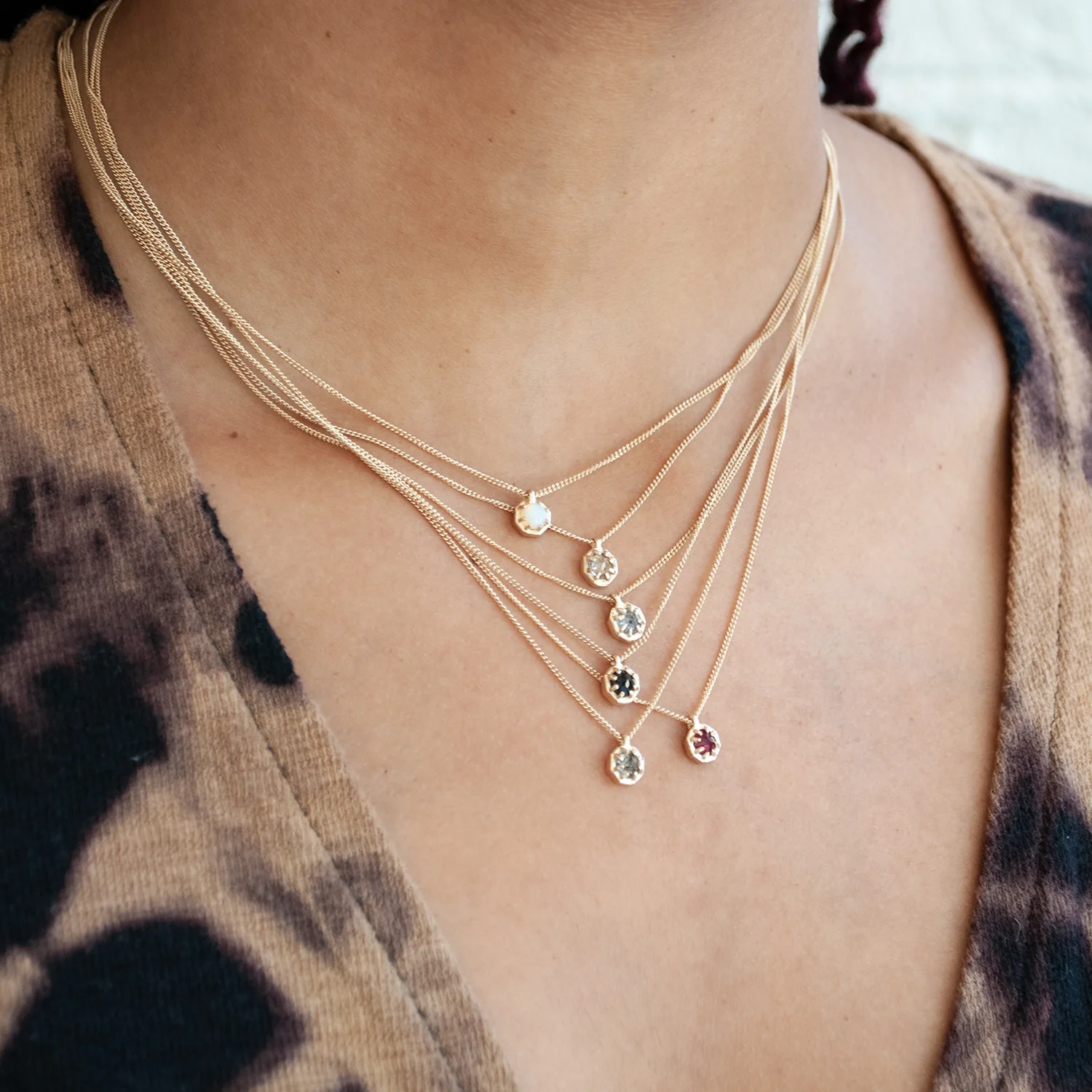 Small Champagne Quartz Octagon Necklace - Image 5
