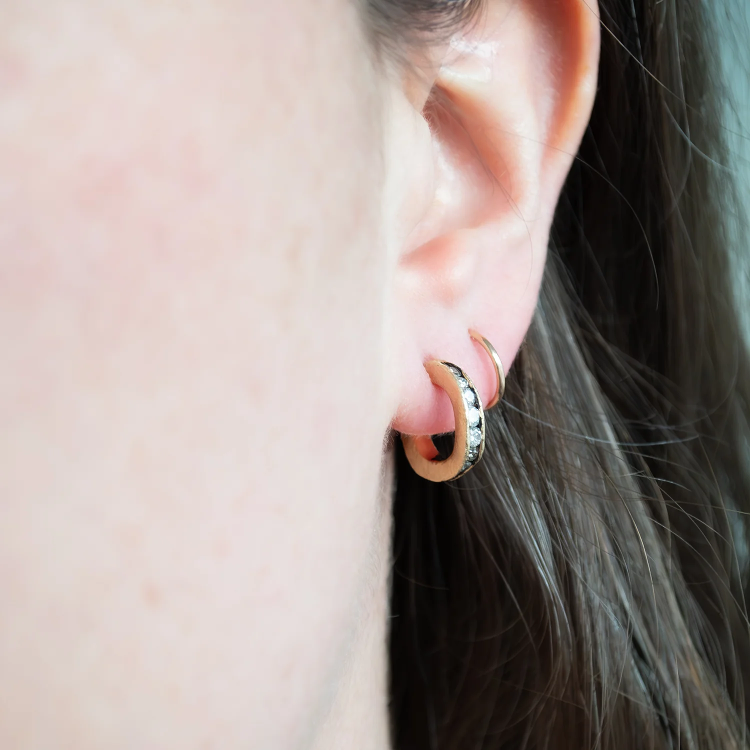 Small Diamond Fissure Hoops - Image 2