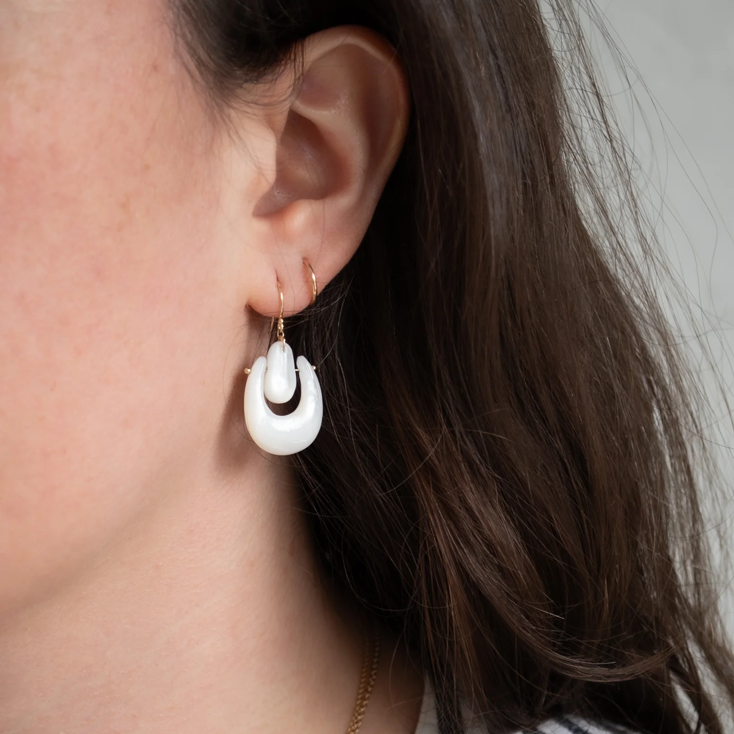 Small Mother of Pearl O'Keefe Earrings - Image 2